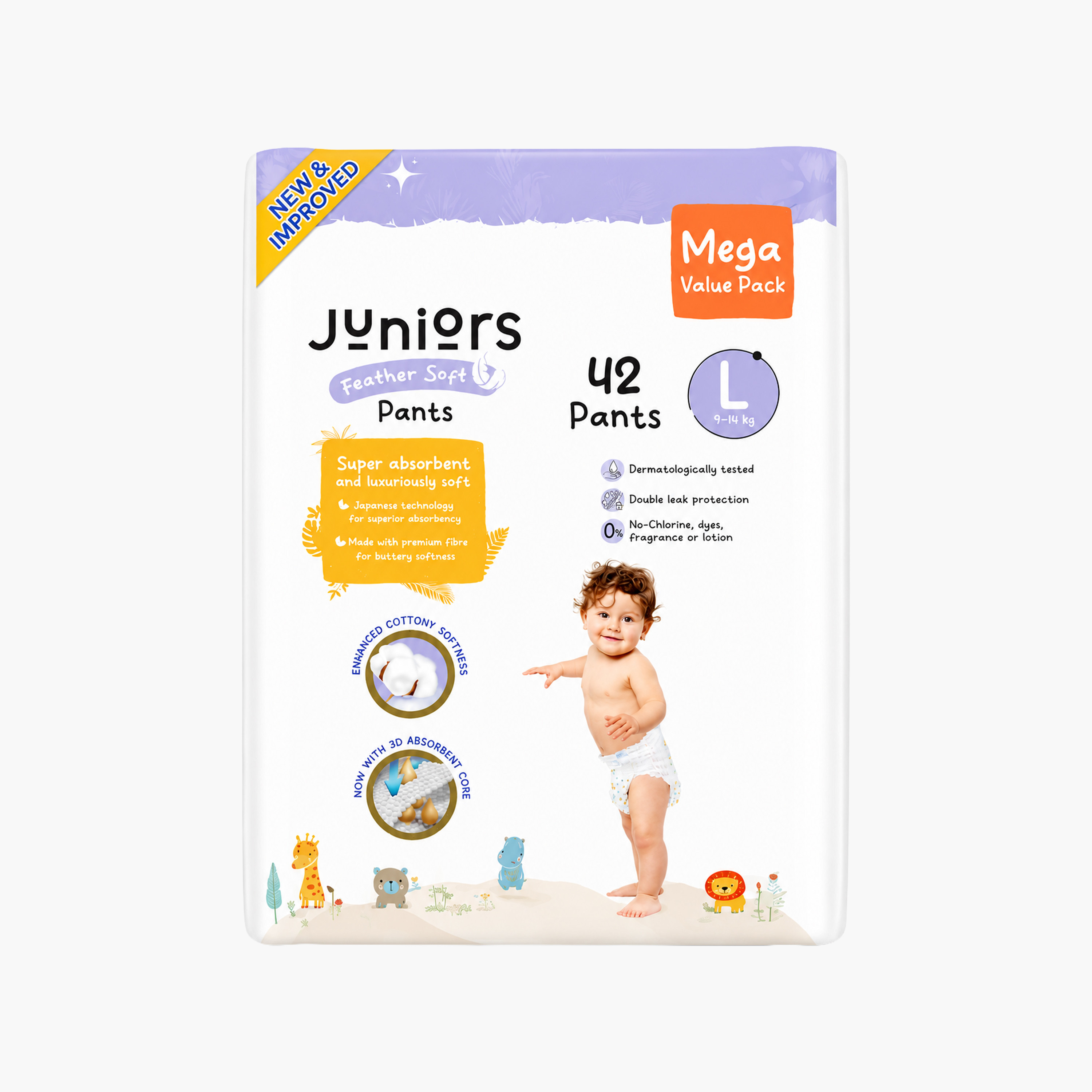 عبوة حفاضات اقتصادية كبيرة فائقة النعومة 46 قطعة مقاس 4 بتصميم سروال من جونيورز - 7-14 كجم -baby-diapering-diapers-image-2