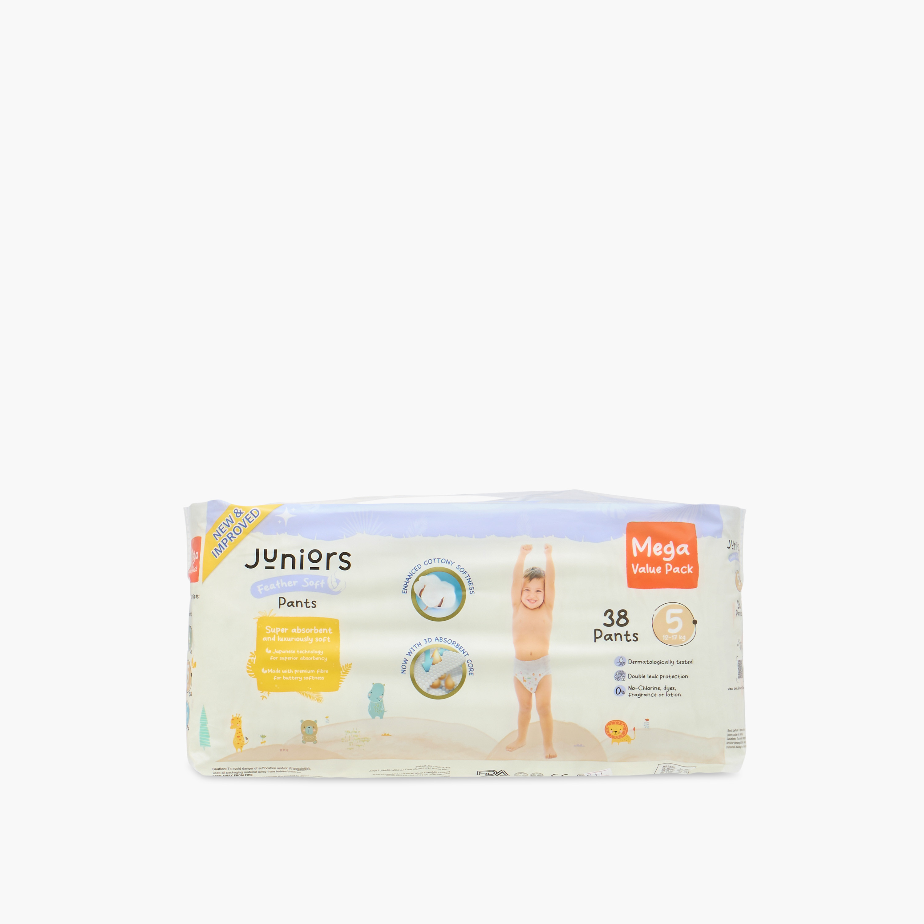 Juniors 38-Piece Pant Style Diapers Size 5 (11-18 kg) Feather Soft Mega Value Pack-baby-diapering-diapers-image-2