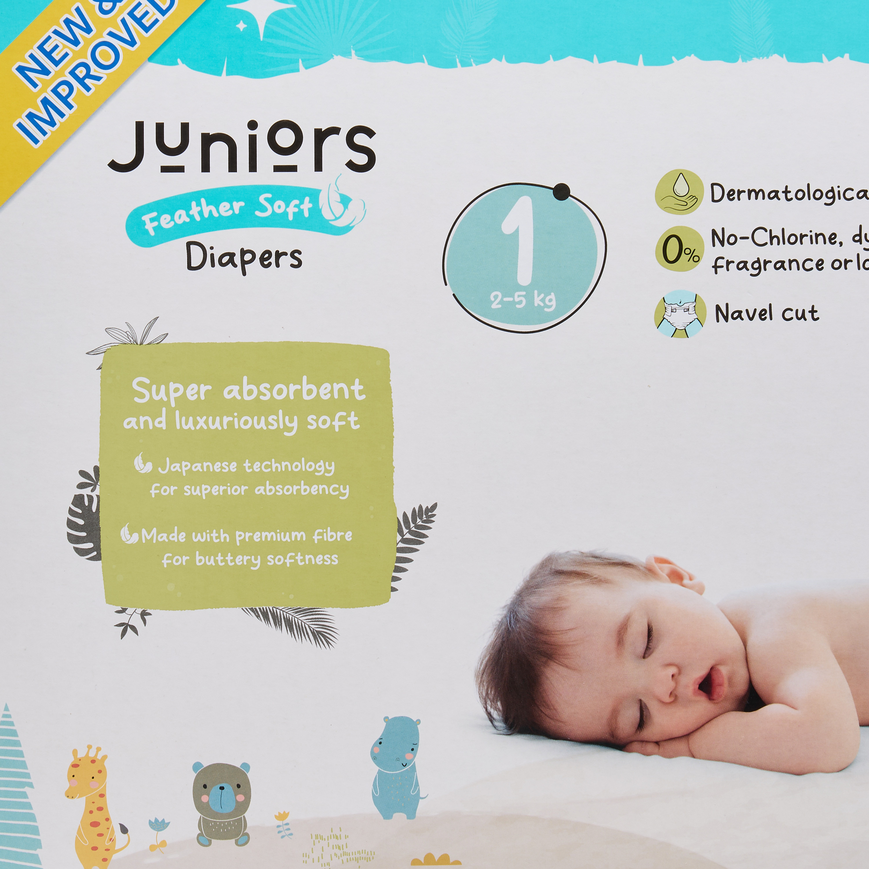 Juniors 136-Piece Tape Style Diapers Size 1 (2-5 kg) Feather Soft Mega Value Pack-baby-diapering-diapers-image-4