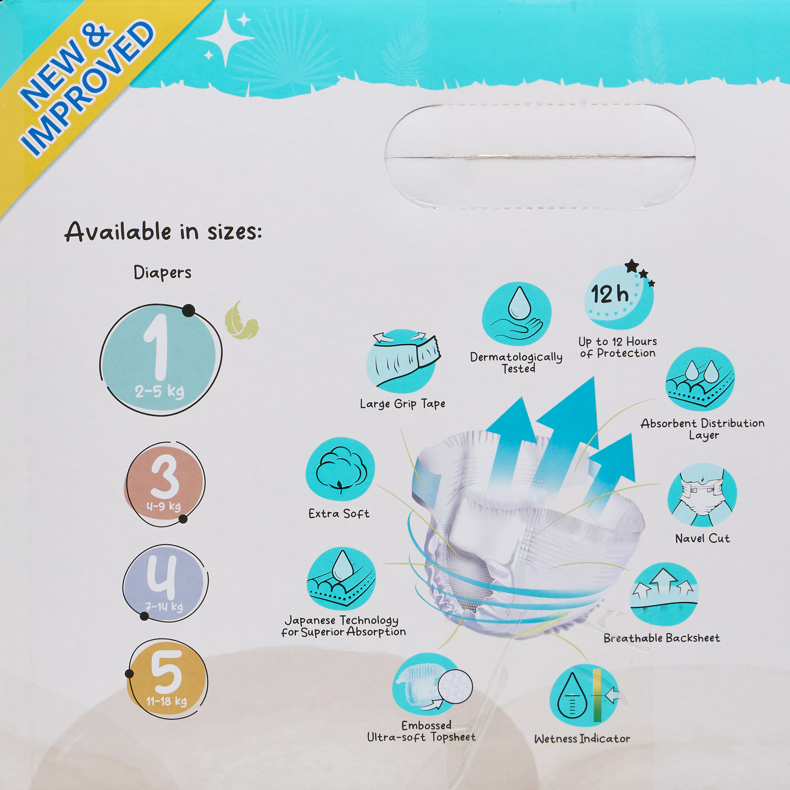 Juniors 136-Piece Tape Style Diapers Size 1 (2-5 kg) Feather Soft Mega Value Pack-baby-diapering-diapers-image-5