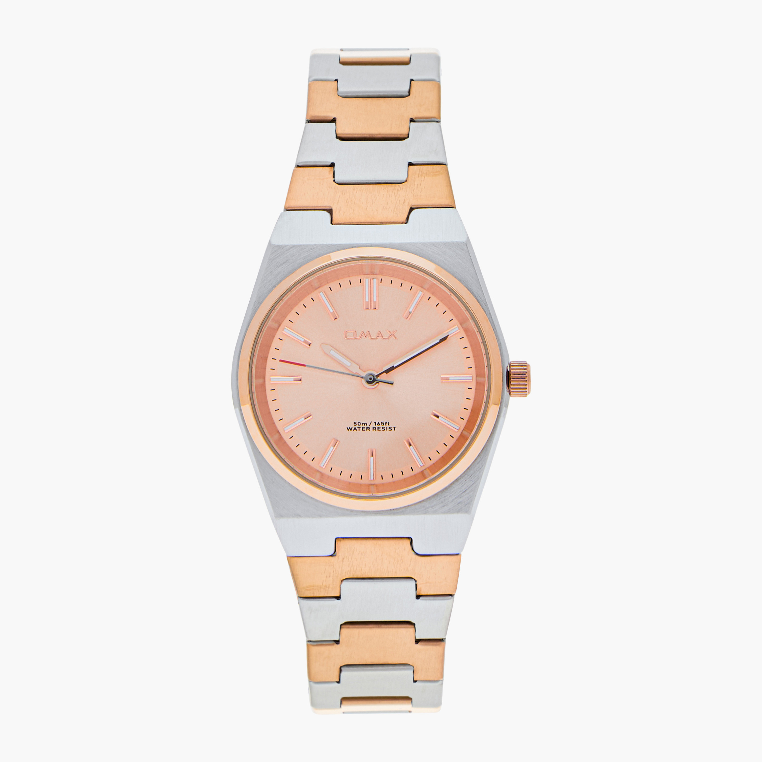 ساعة يد تناظرية بسوار فضي وذهبي وردي للنساء من أوماكس 00ACB106N00F-women-watchesandjewellery-watches-image-1
