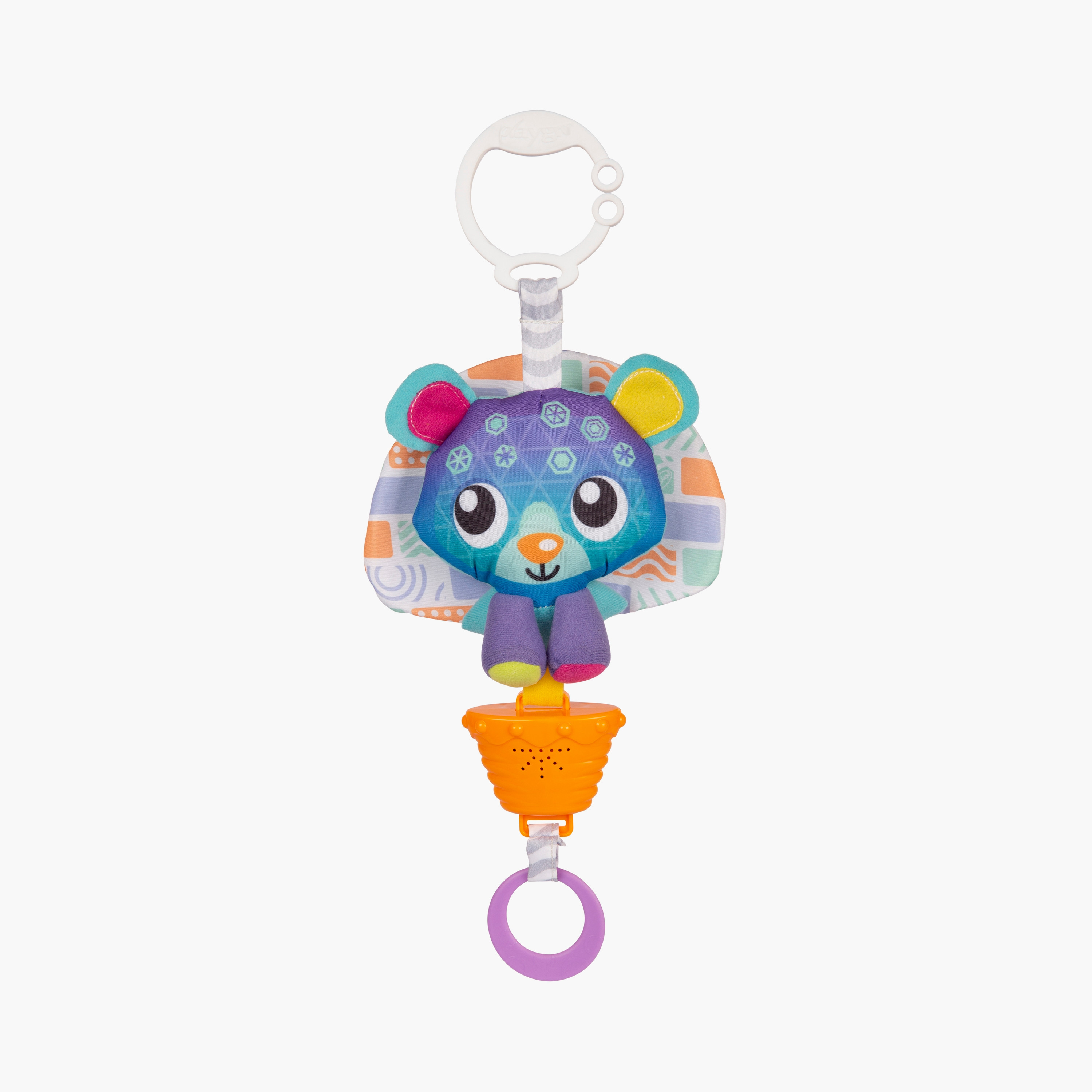 Playgro Polar Pals Musical Pullstring Arctic Bear Clip-On Stroller Hanging Toy - 0 Months+-toys-babyandtoddlertoys-strollertoys-image-1