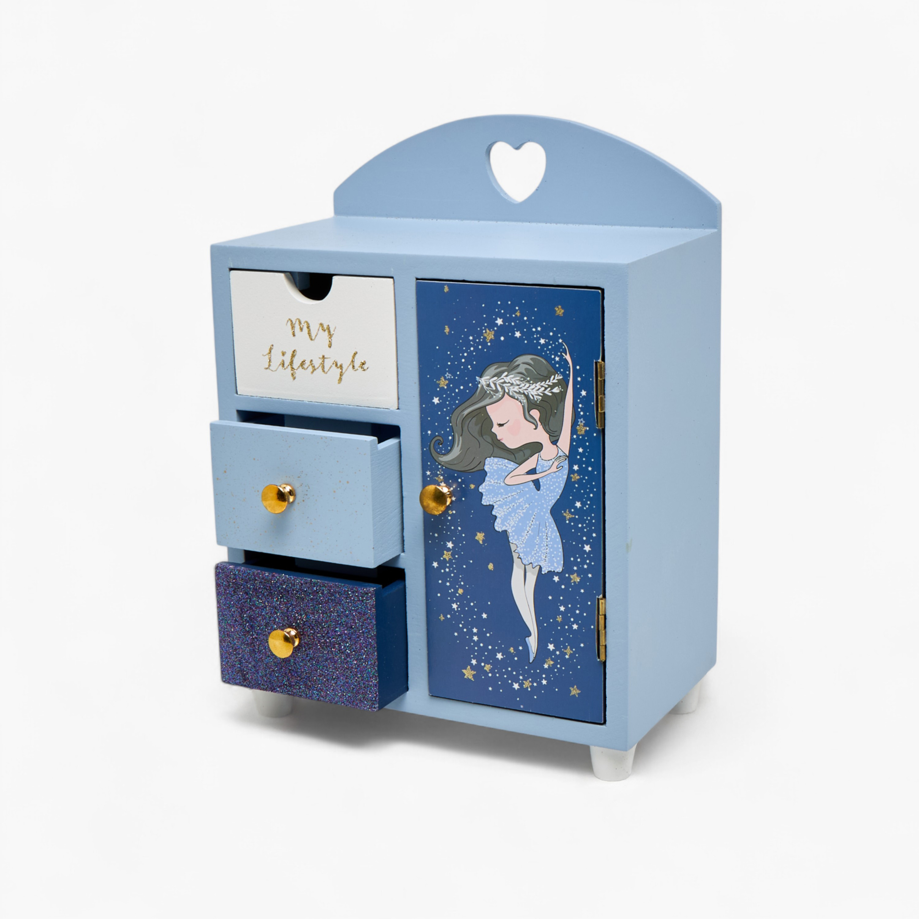 Ballerina Print 4-Compartment Standing Jewellery Box - 18x10x25 cms-women-watchesandjewellery-jewellery-storage-image-2