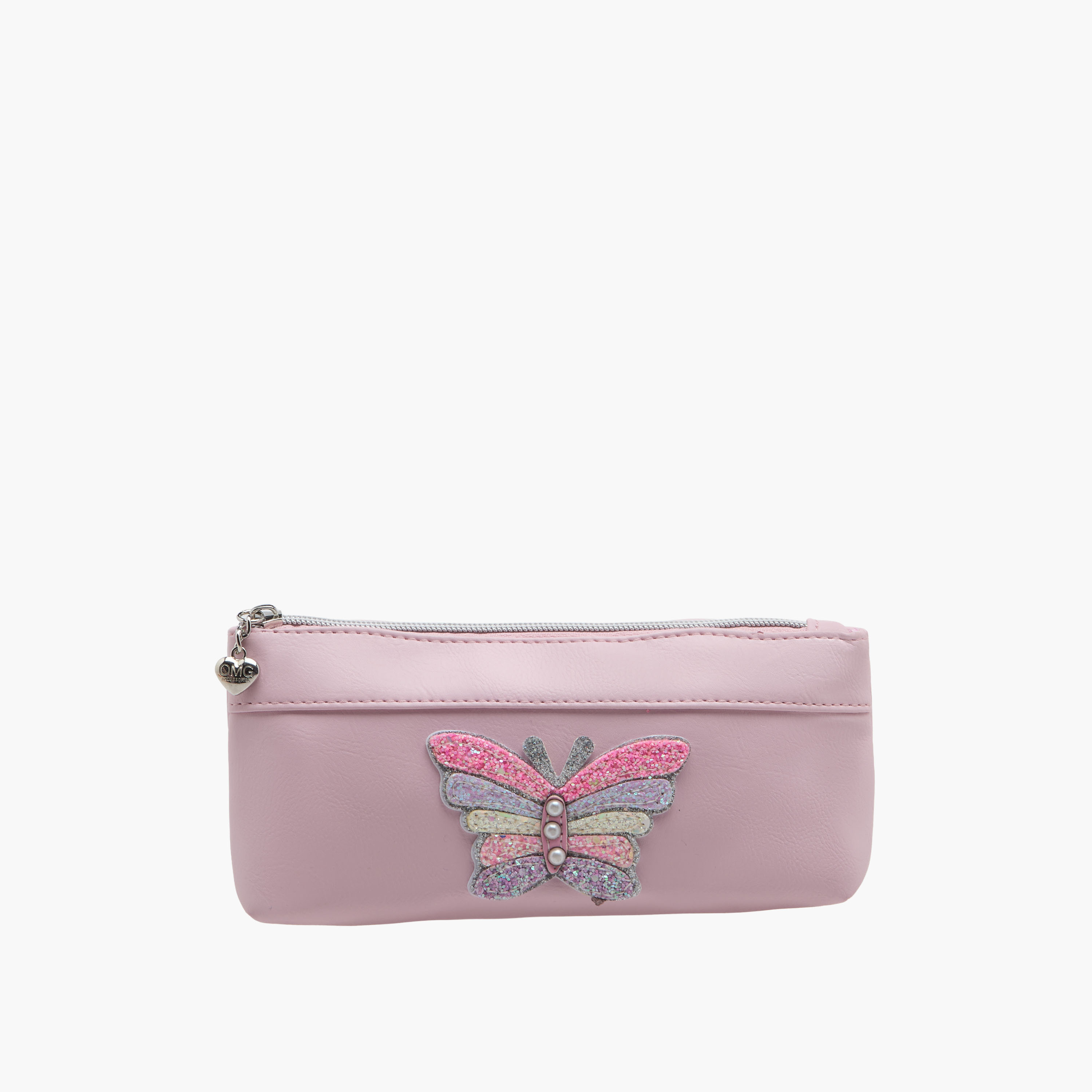 OMG Butterfly Applique Pencil Pouch with Zip Closure-school-stationery-pencilcases-image-1