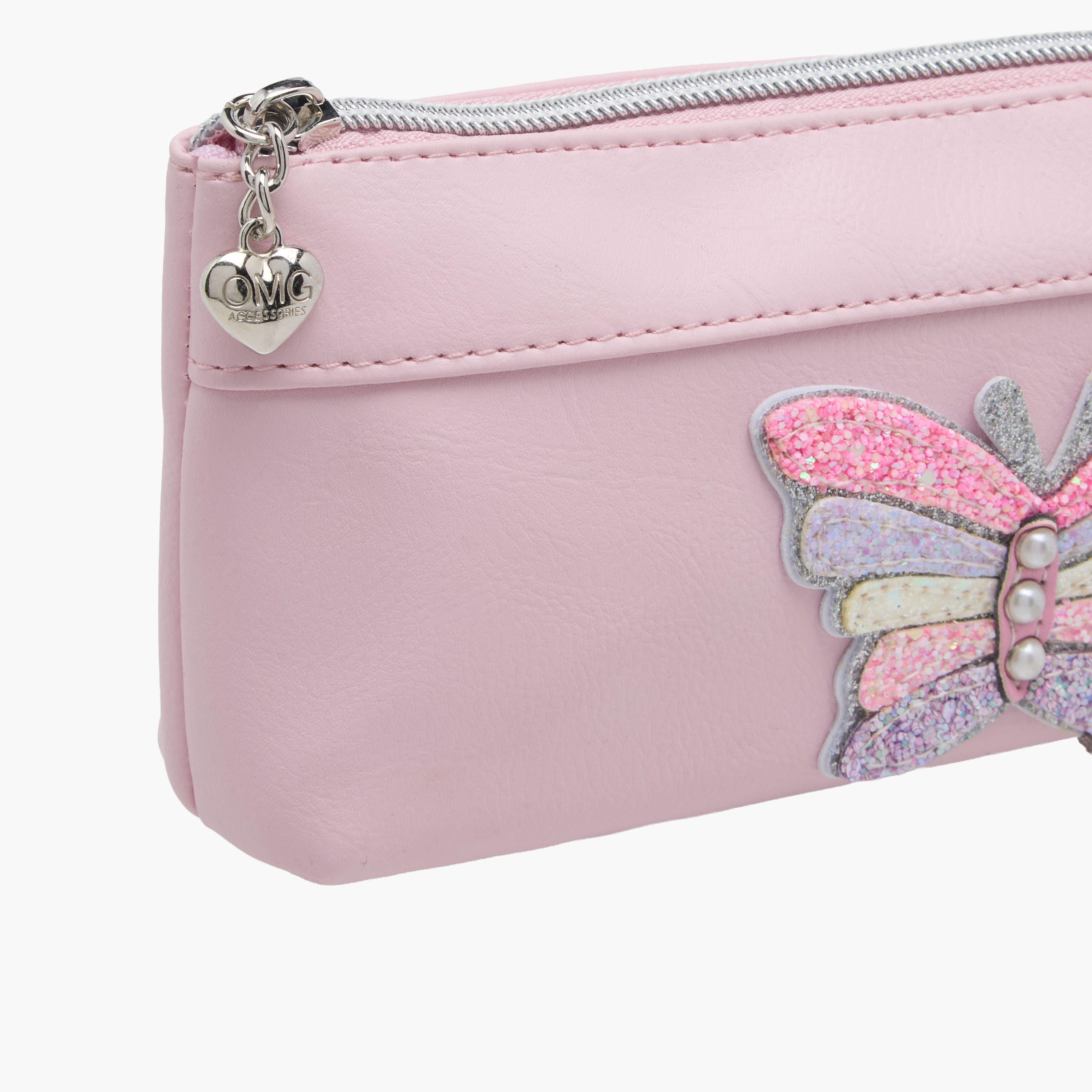 OMG Butterfly Applique Pencil Pouch with Zip Closure-school-stationery-pencilcases-image-4