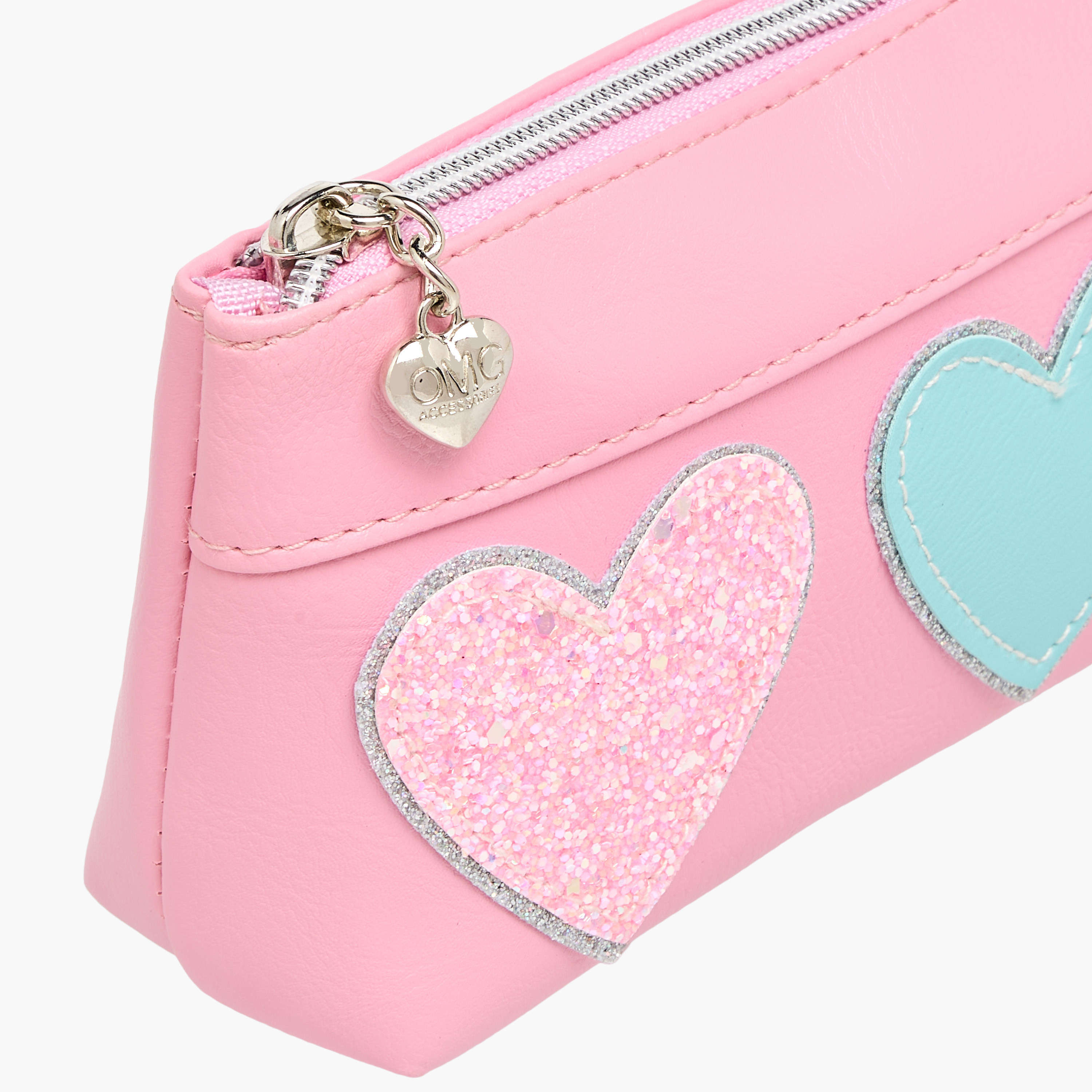 OMG Heart Applique Pencil Pouch with Zip Closure-school-stationery-pencilcases-image-4