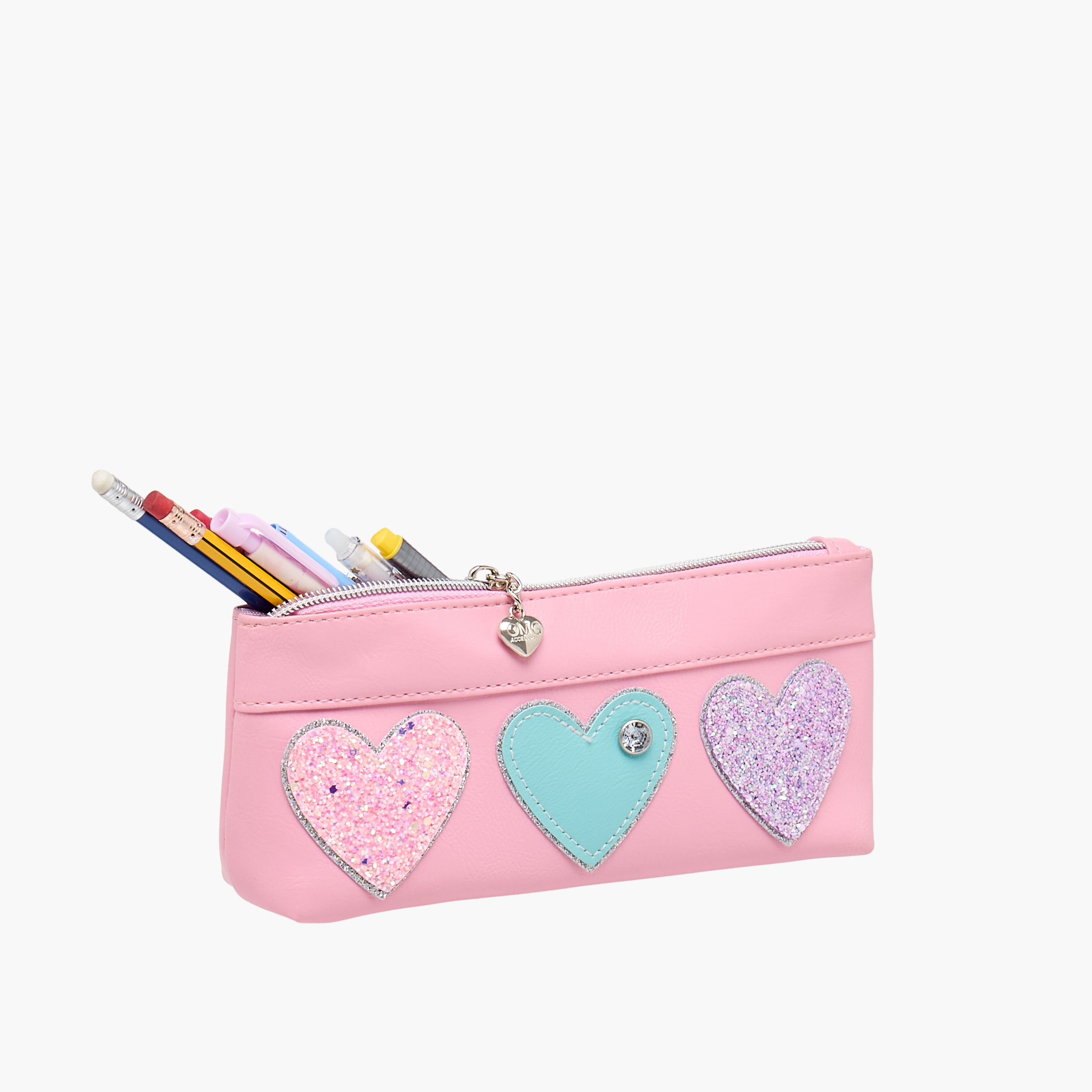 OMG Heart Applique Pencil Pouch with Zip Closure-school-stationery-pencilcases-image-5