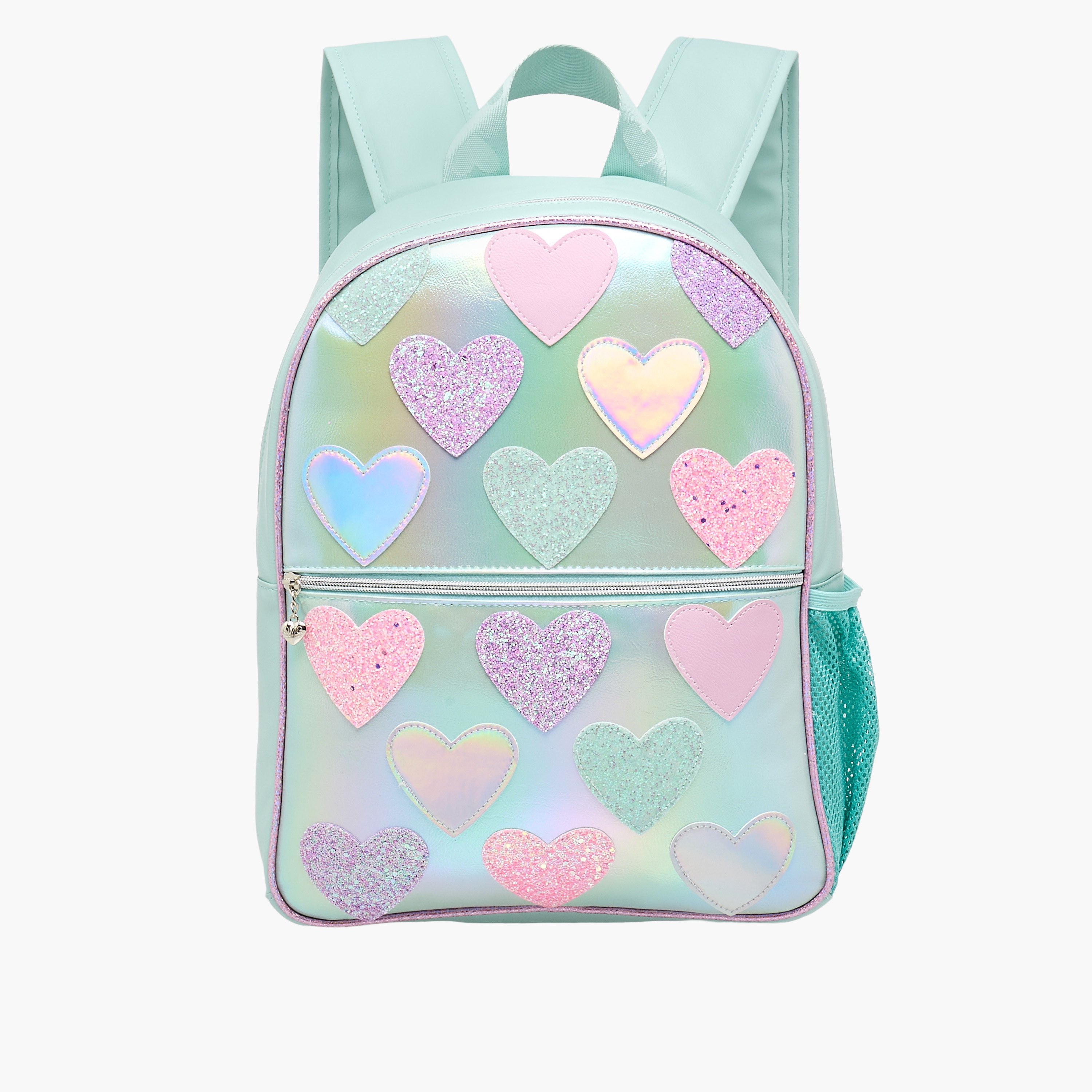 OMG Heart Applique 15.5-inch Backpack with Adjustable Straps and Zip Closure - 31x10x39 cms-school-bagsandbackpacks-backpacks-image-1