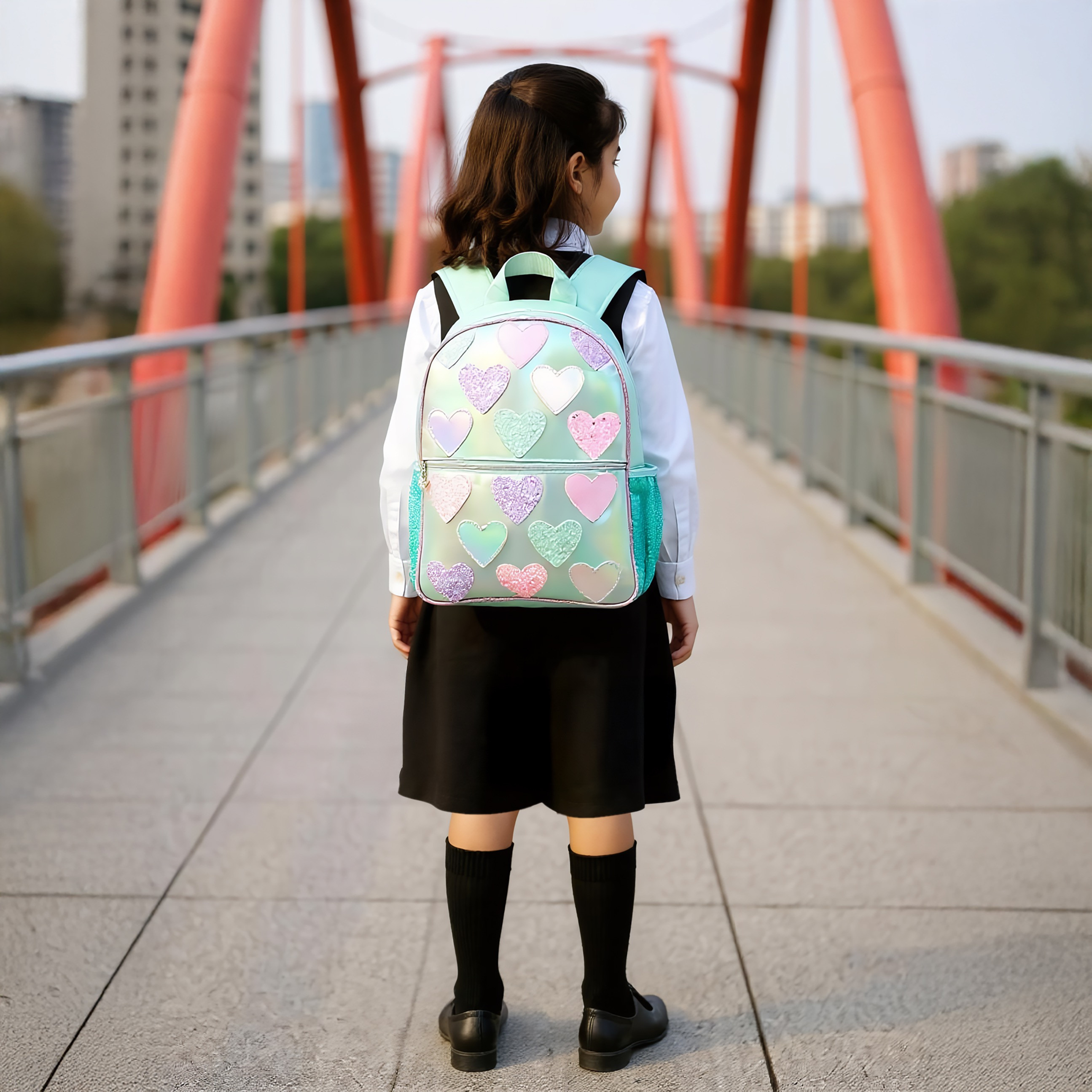 OMG Heart Applique 15.5-inch Backpack with Adjustable Straps and Zip Closure - 31x10x39 cms-school-bagsandbackpacks-backpacks-image-3