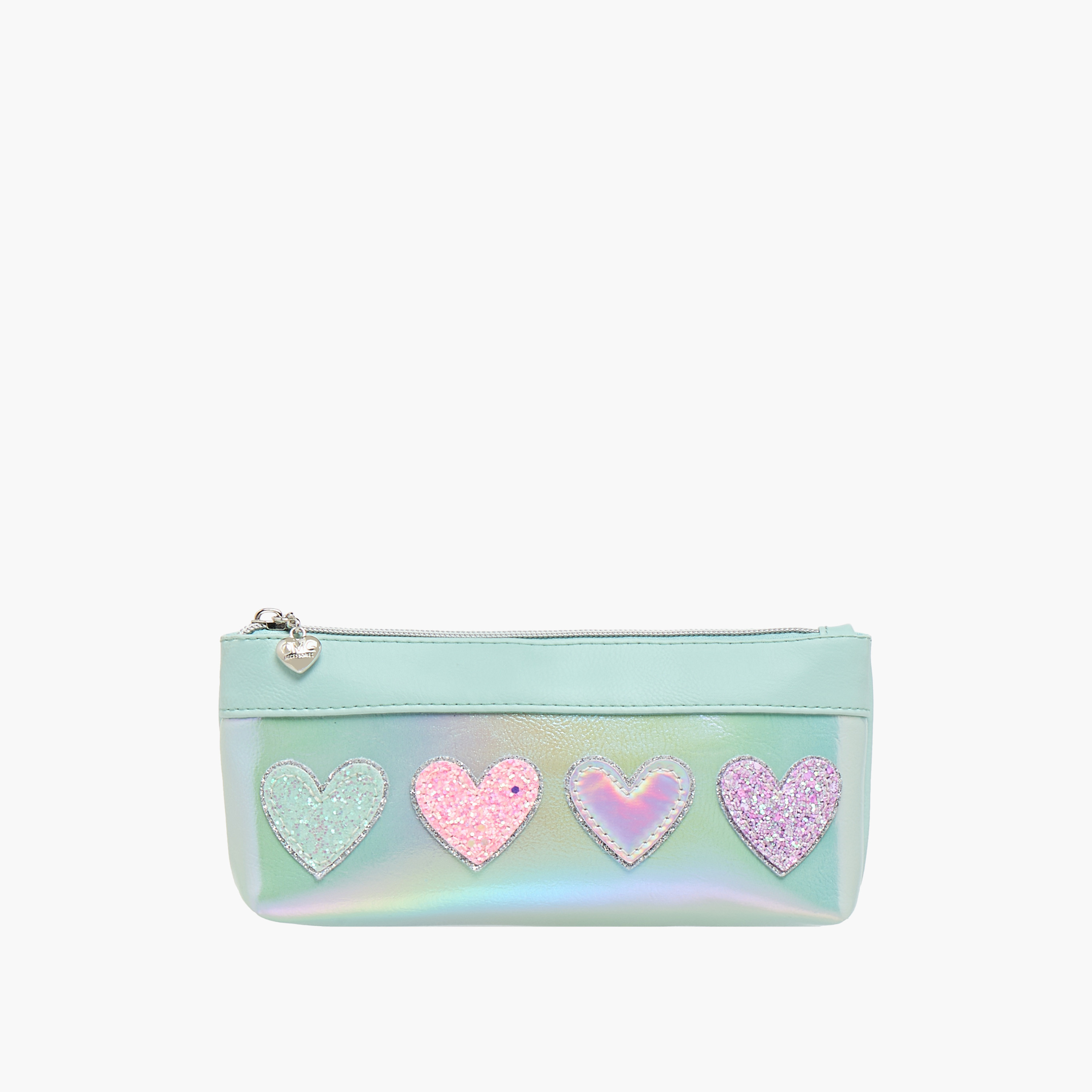 مقلمة بتزيينات قلب مع سحاب إغلاق من أو إم جي-school-stationery-pencilcases-image-1