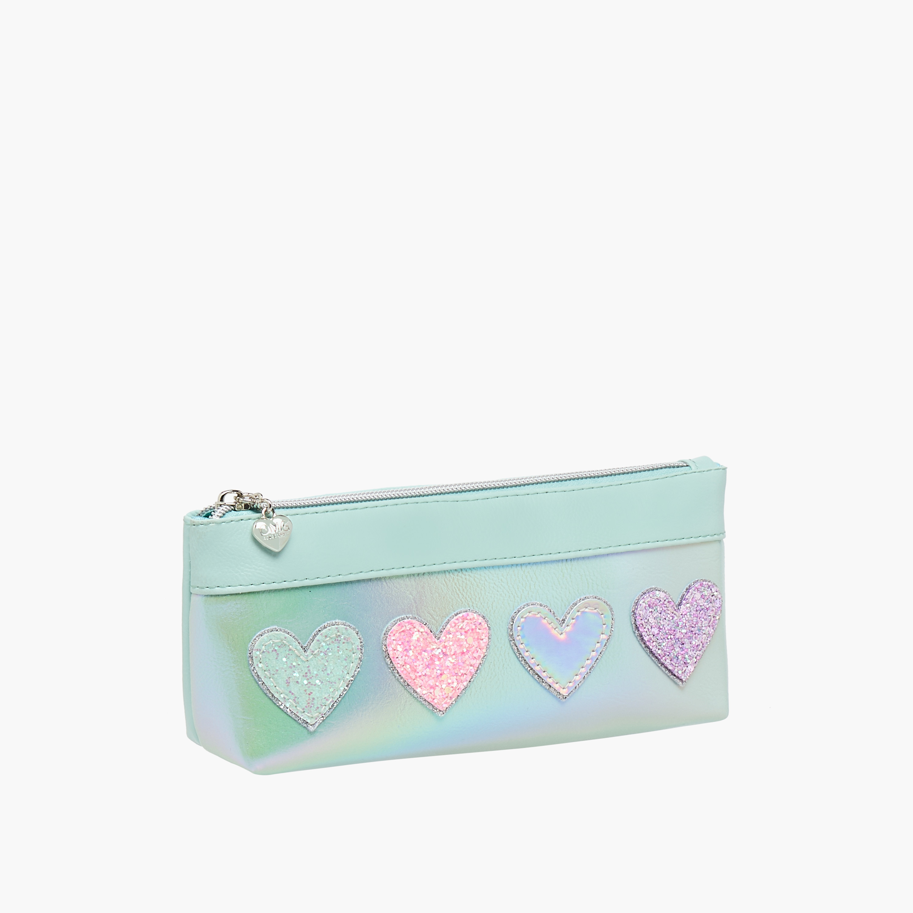 مقلمة بتزيينات قلب مع سحاب إغلاق من أو إم جي-school-stationery-pencilcases-image-2