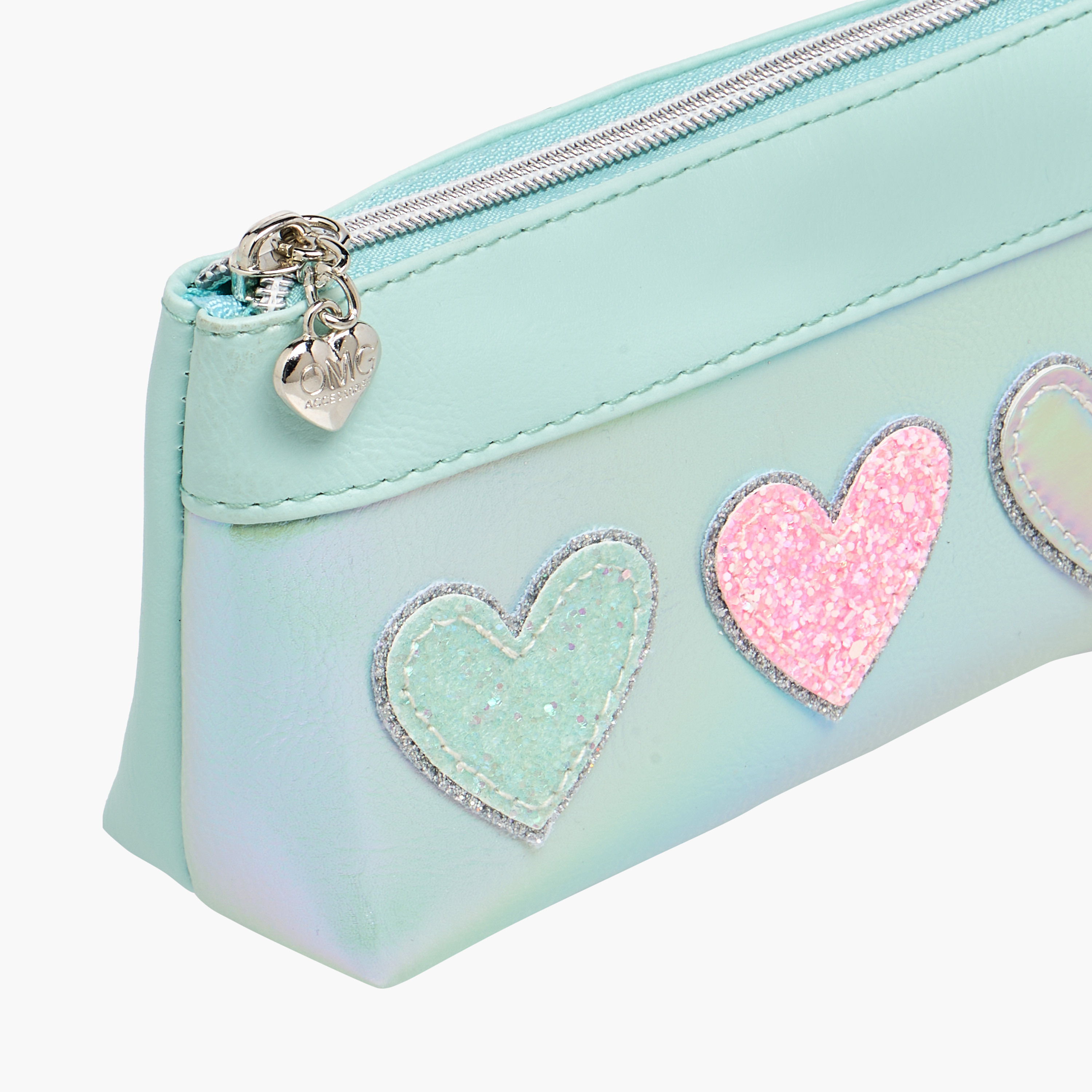 مقلمة بتزيينات قلب مع سحاب إغلاق من أو إم جي-school-stationery-pencilcases-image-4