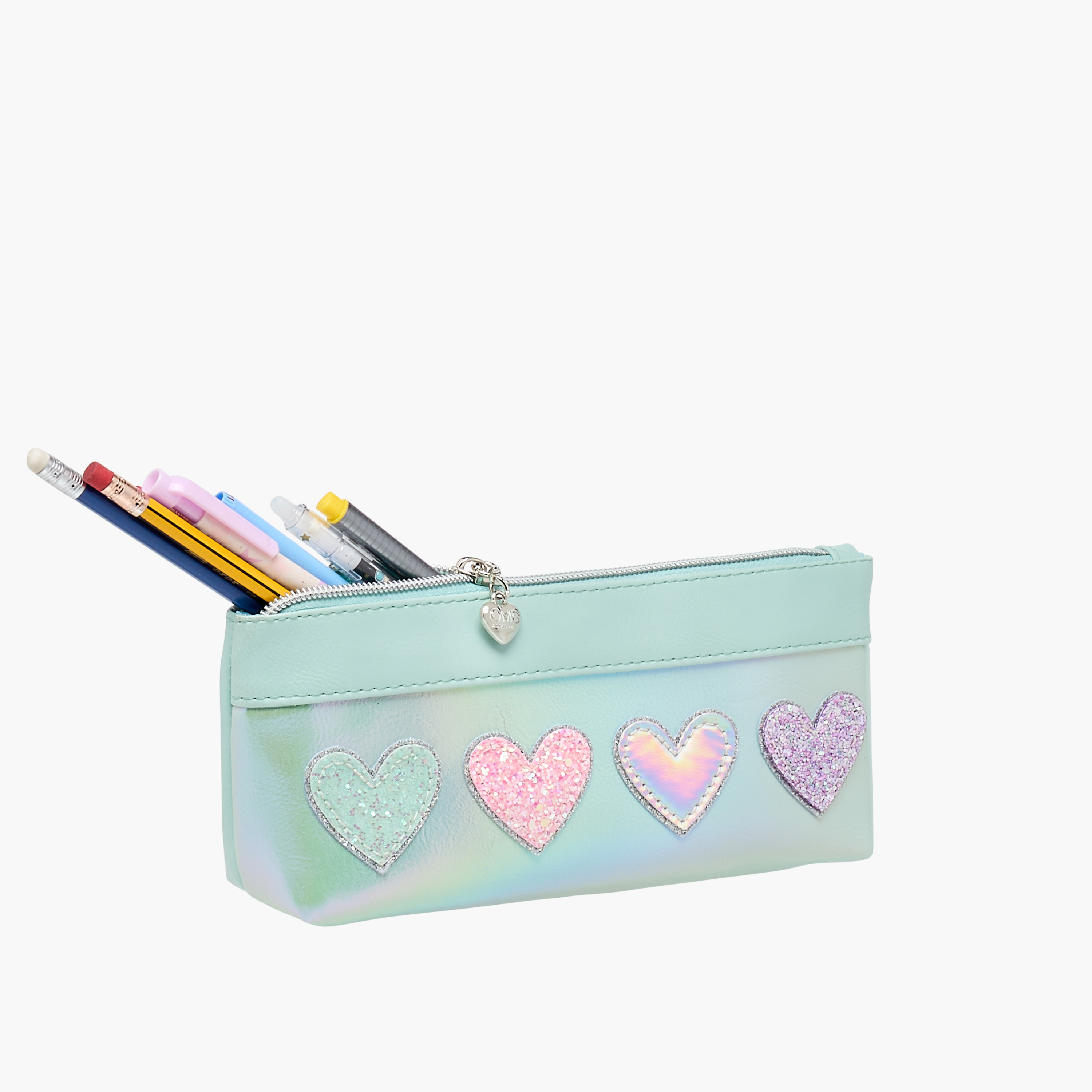 مقلمة بتزيينات قلب مع سحاب إغلاق من أو إم جي-school-stationery-pencilcases-image-5