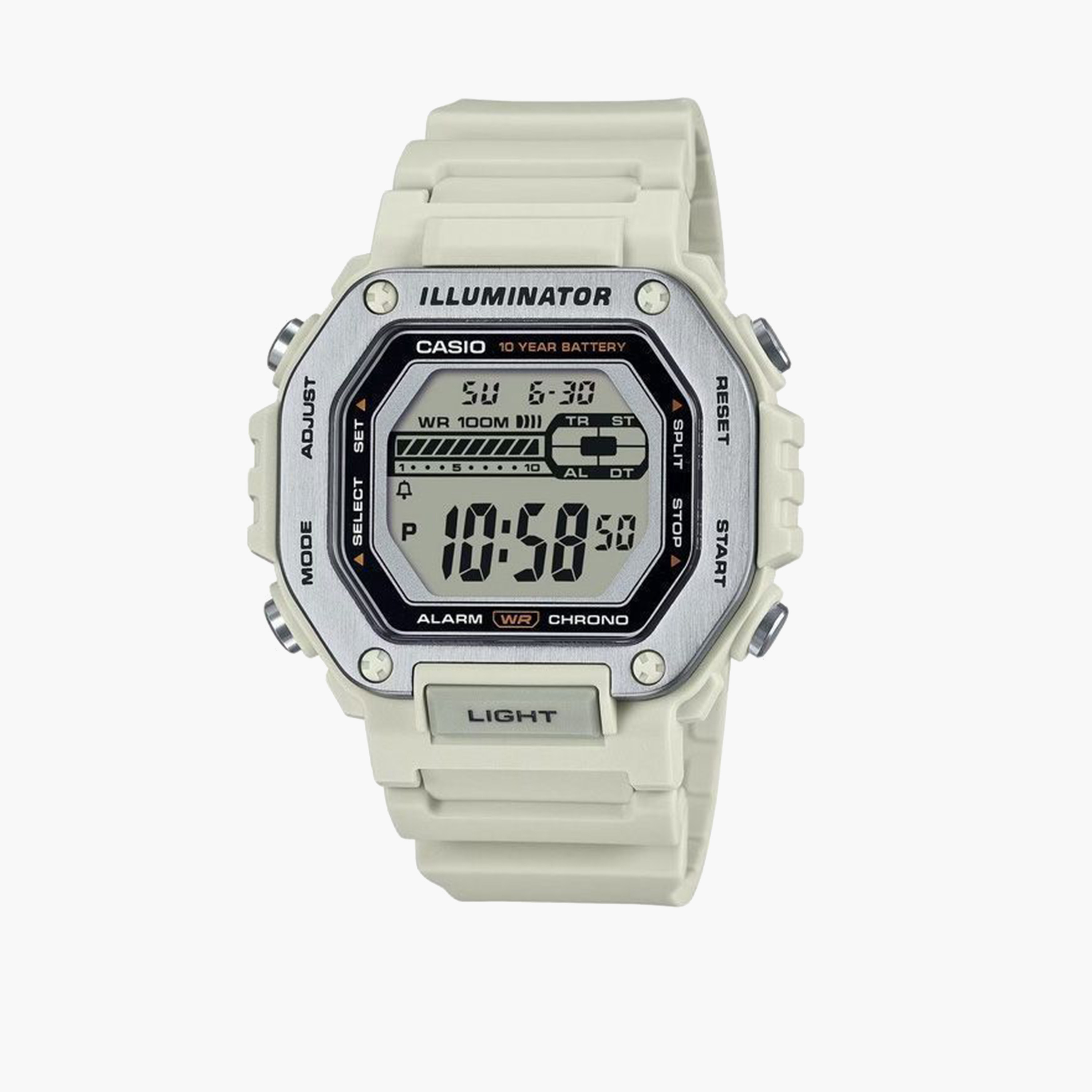 كاسيو-  ساعة رقمية بيضاء للرجال   51 مم بسوار من البلاستيك | MWD-110H-8AVDF-men-watchesandjewellery-watches-image-1