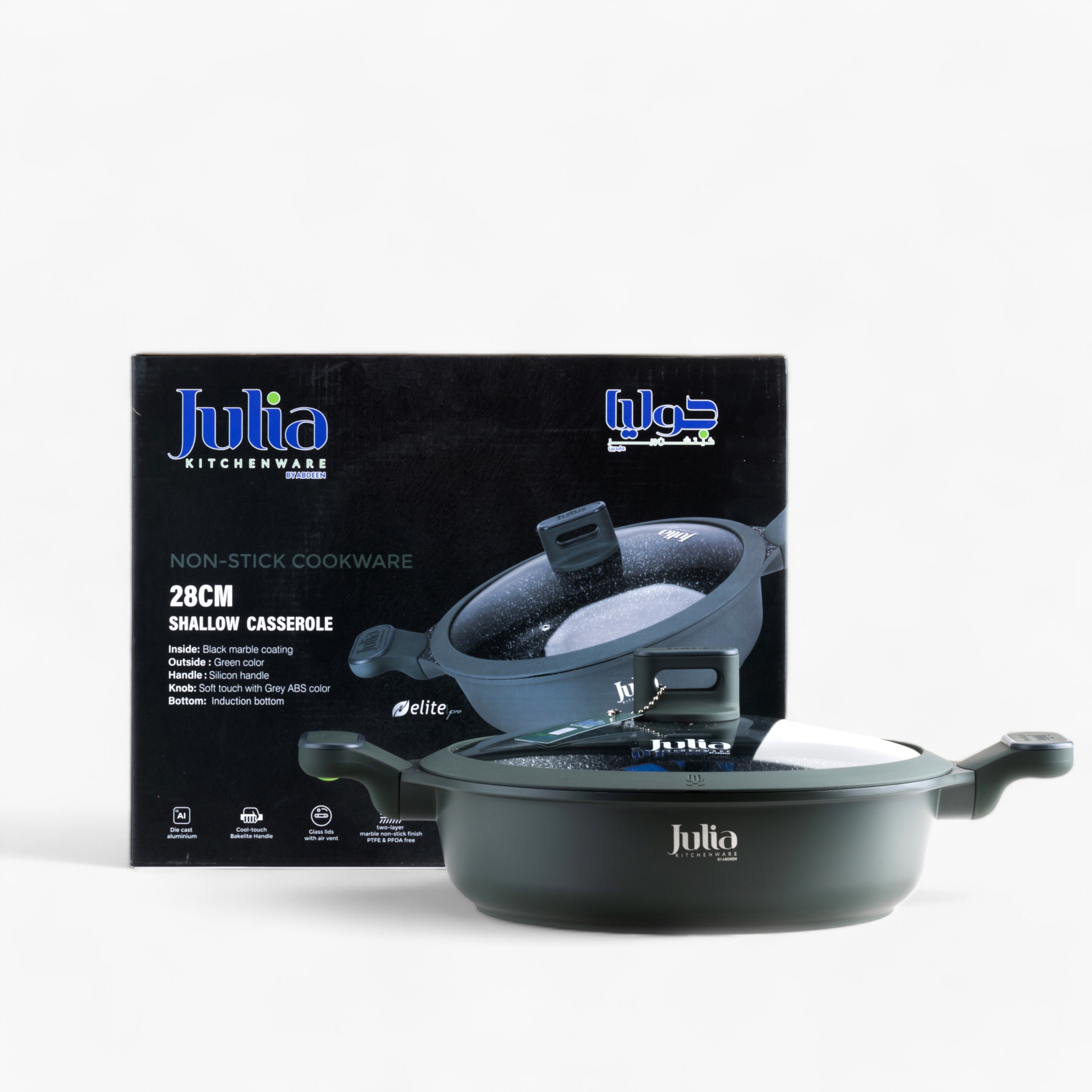 Otantik Julia Elite-Pro Plus Non-Stick Shallow Casserole with Lid - 28 cms-household-kitchen-cookware-potsandpans-image-3