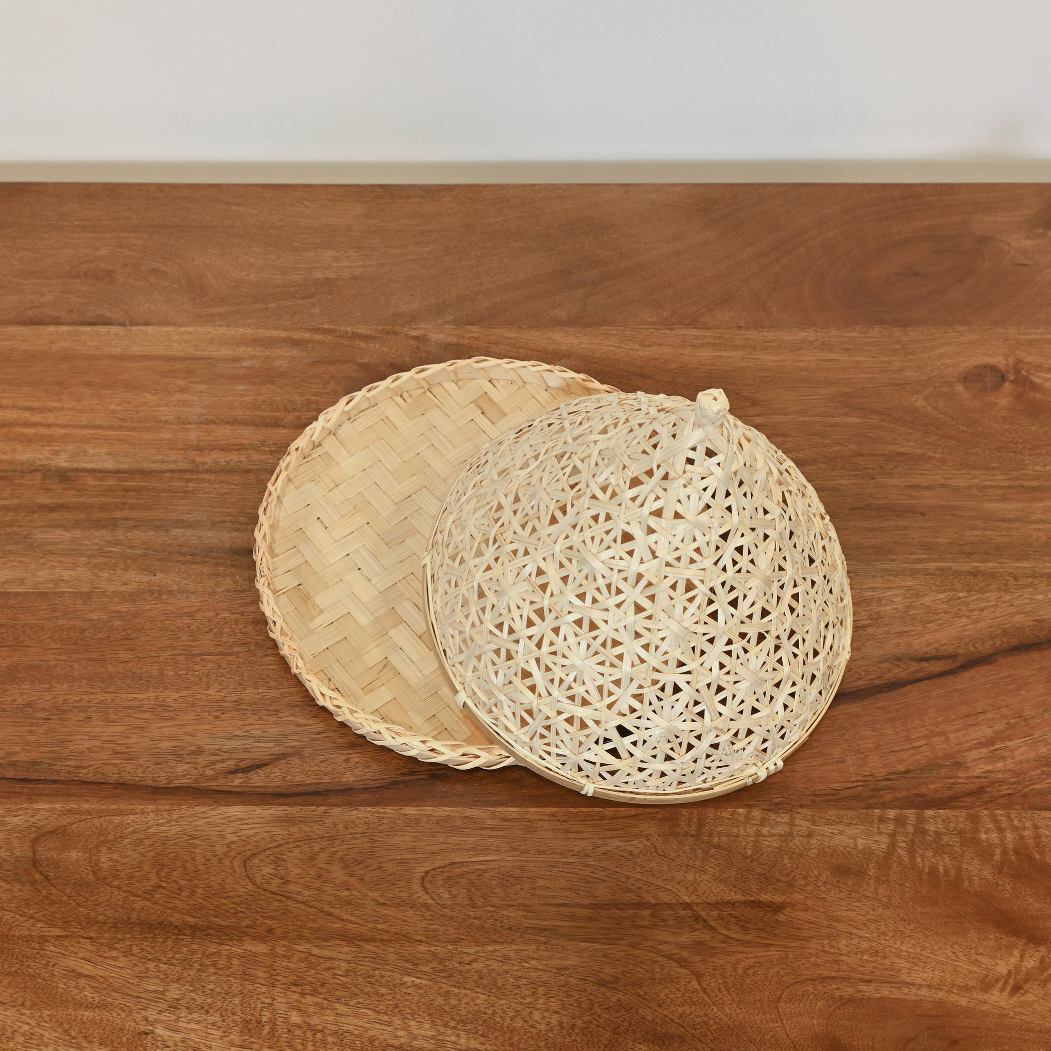 Bamboo Food Cover and Tray Set - 26x20 cms-household-kitchen-foodstorage-containers-image-3