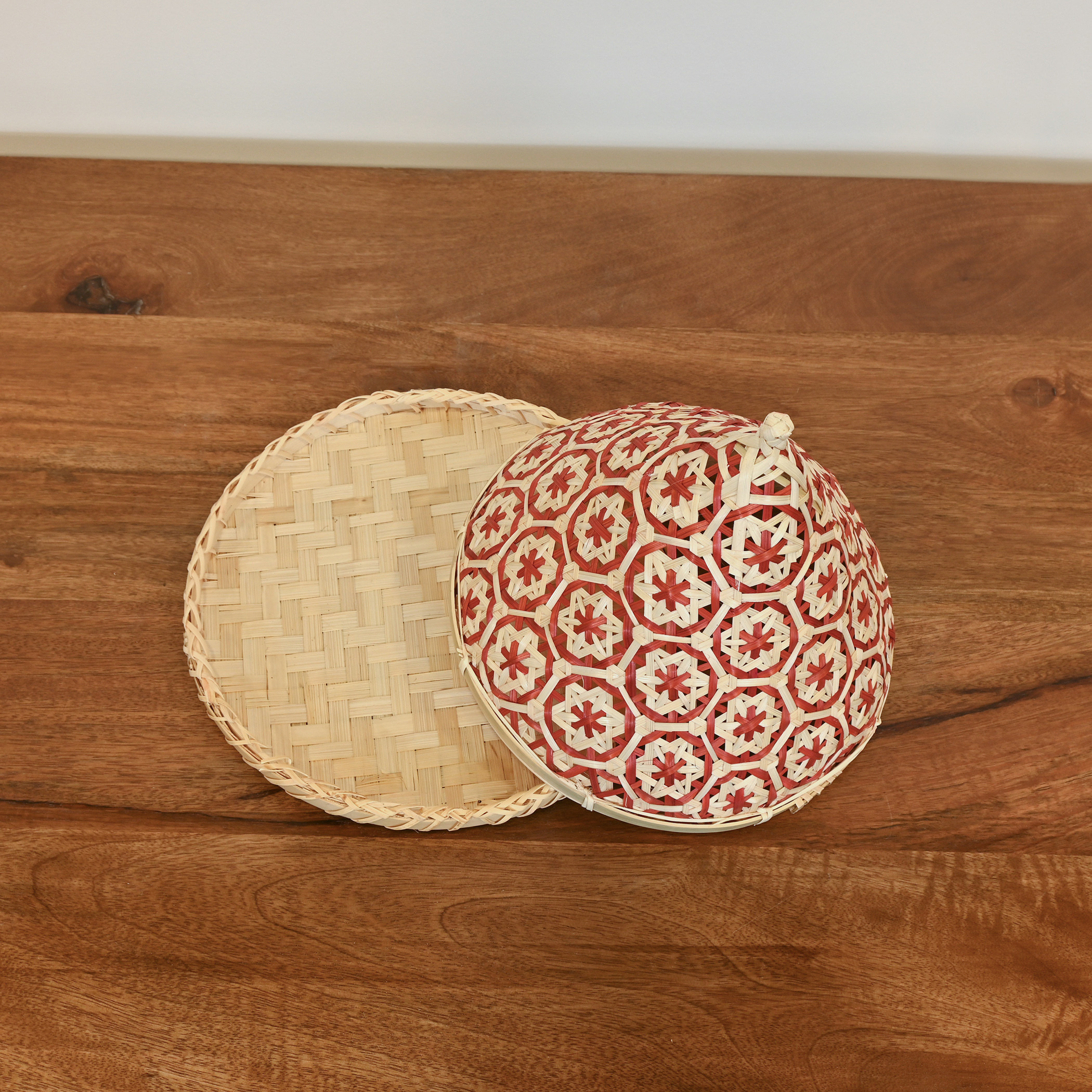 طقم صينية وغطاء طعام خيزران - 26x20 سم-household-kitchen-foodstorage-containers-image-3