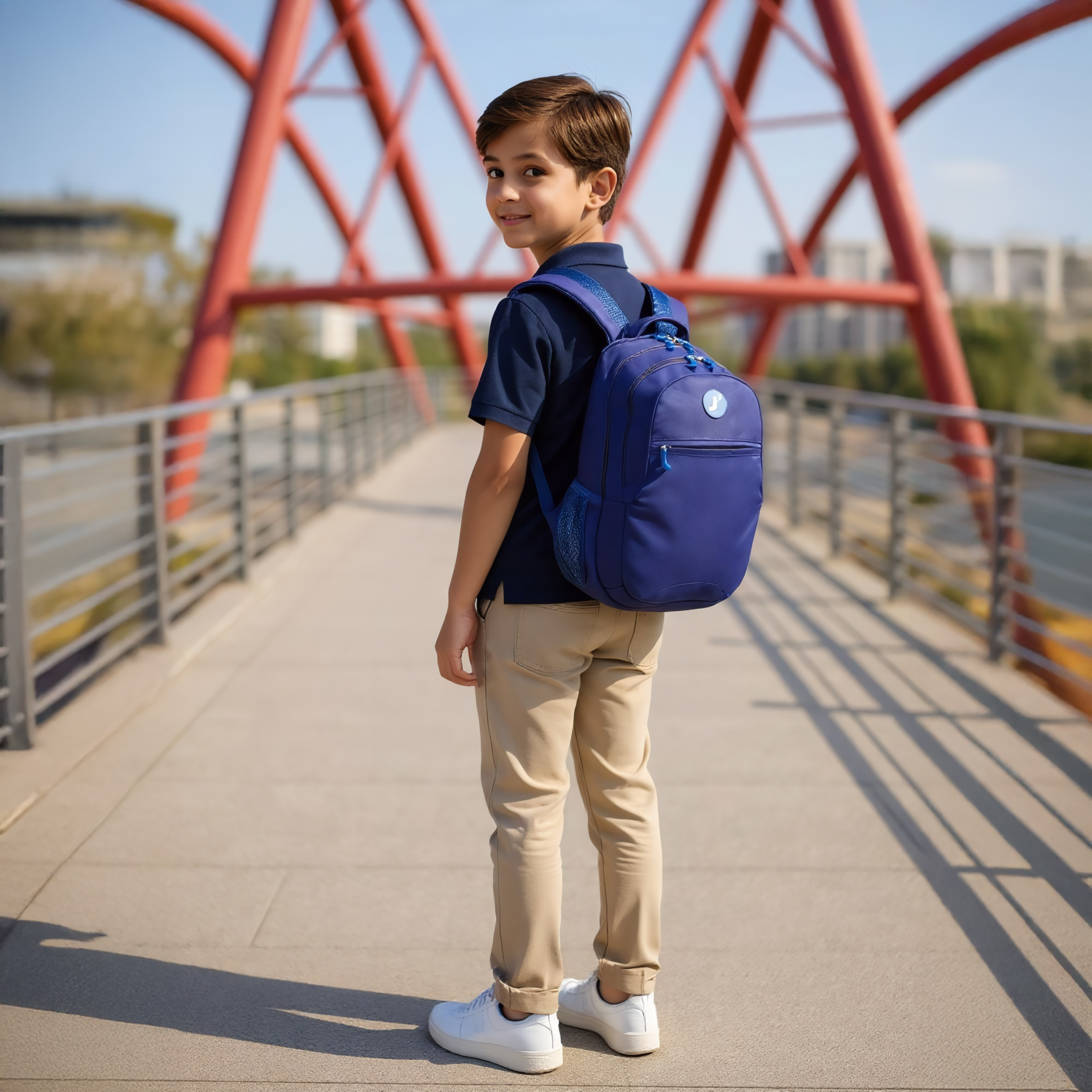 J World Solid 18 inch Backpack with Adjustable Straps and Zip Closure - 27x38x13 cms-school-bagsandbackpacks-backpacks-image-3