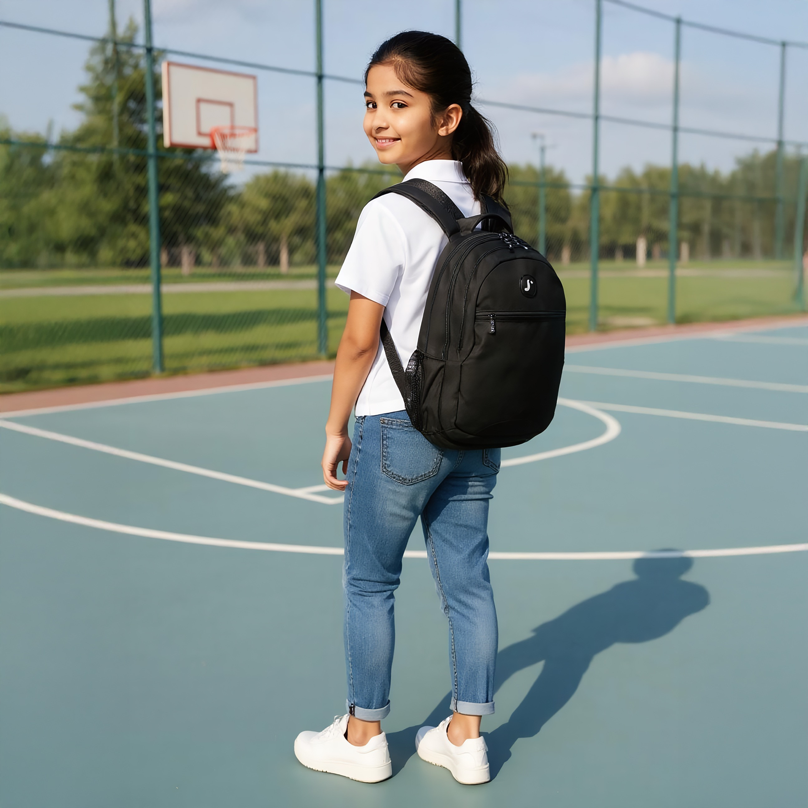 J World 18-inch Solid Backpack with Adjustable Straps and Zip Closure -  27x38x13 cms-school-bagsandbackpacks-backpacks-image-2
