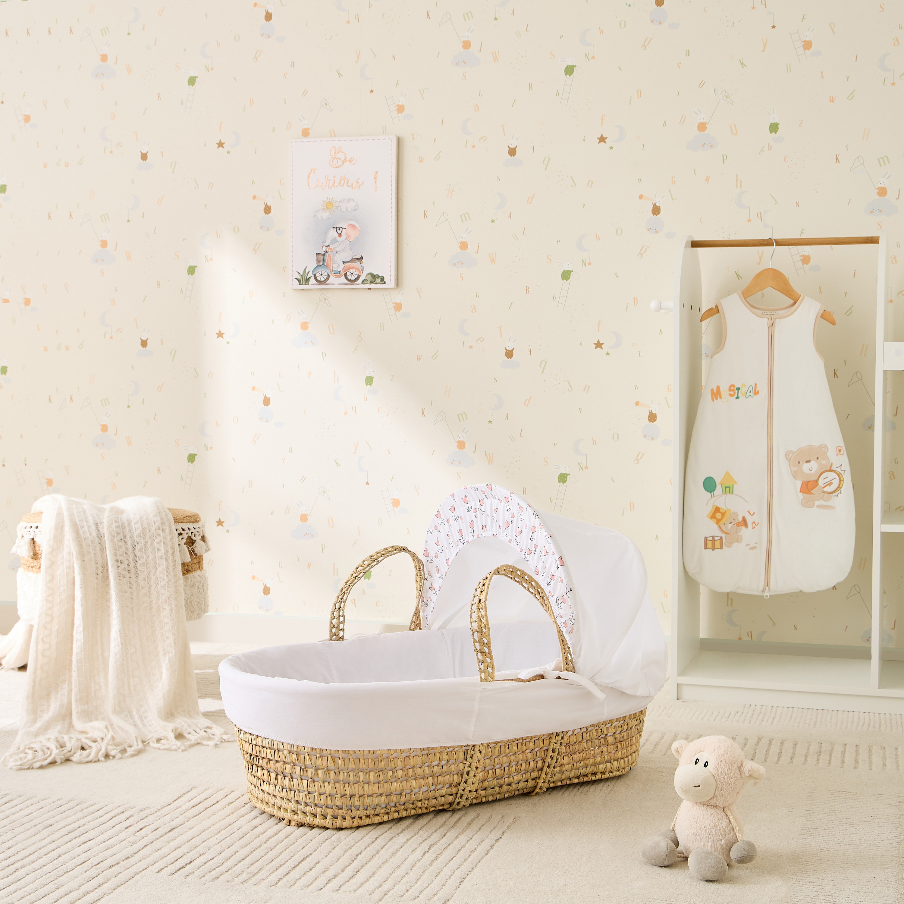 Juniors Floral Print Moses Basket with Canopy-baby-nursery-furniture-mosesbaskets-image-1