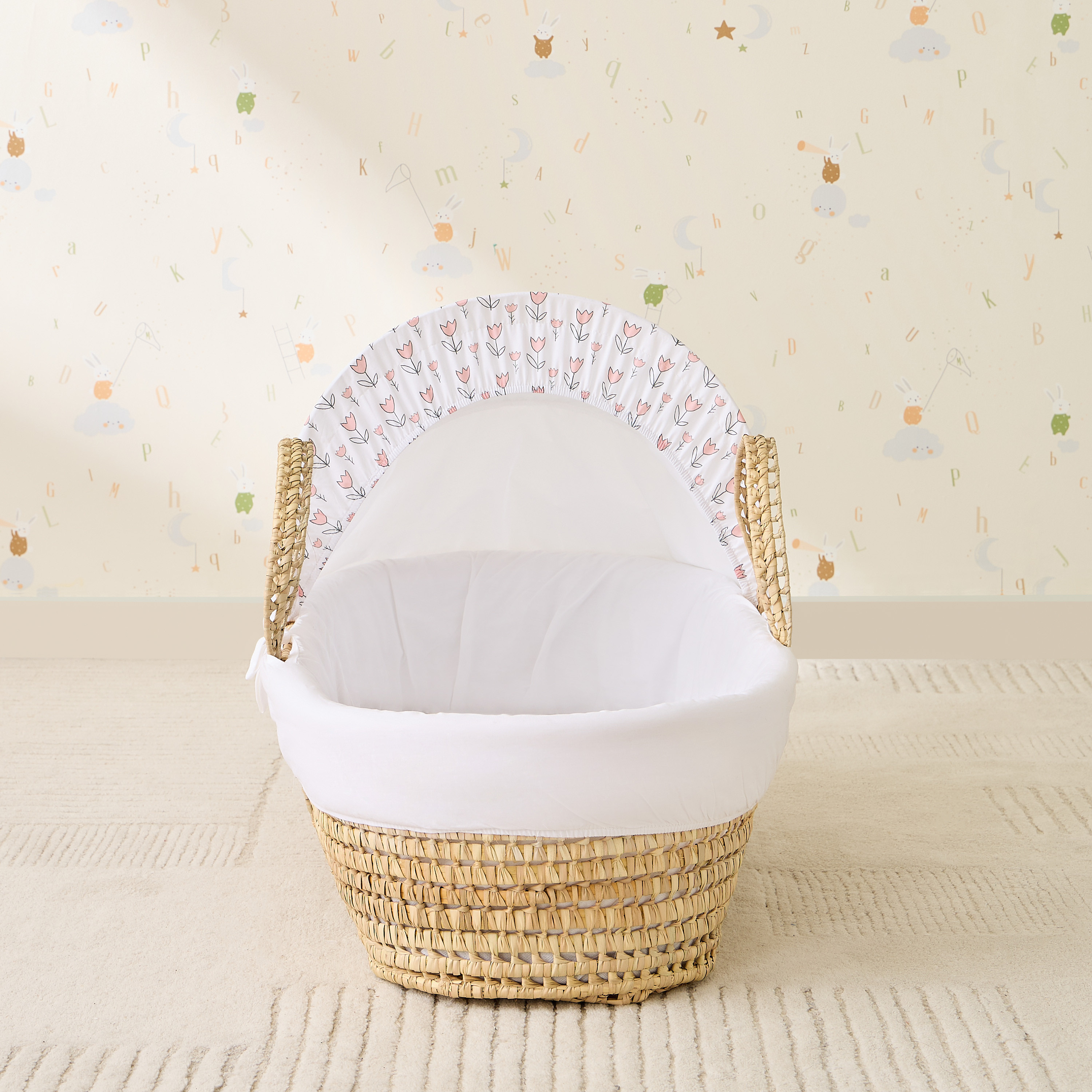 Juniors Floral Print Moses Basket with Canopy-baby-nursery-furniture-mosesbaskets-image-2