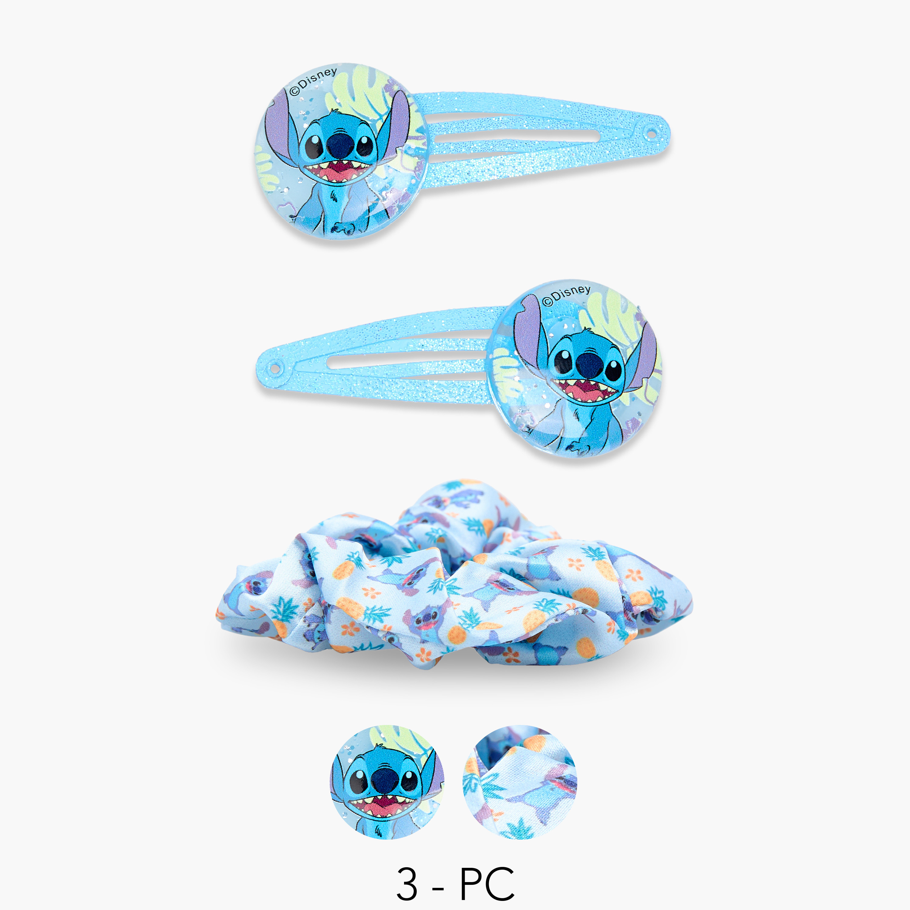 Disney 3-Piece Stitch Detail Hair Clip and Scrunchie Set-girls-accessories-hairaccessories-image-1