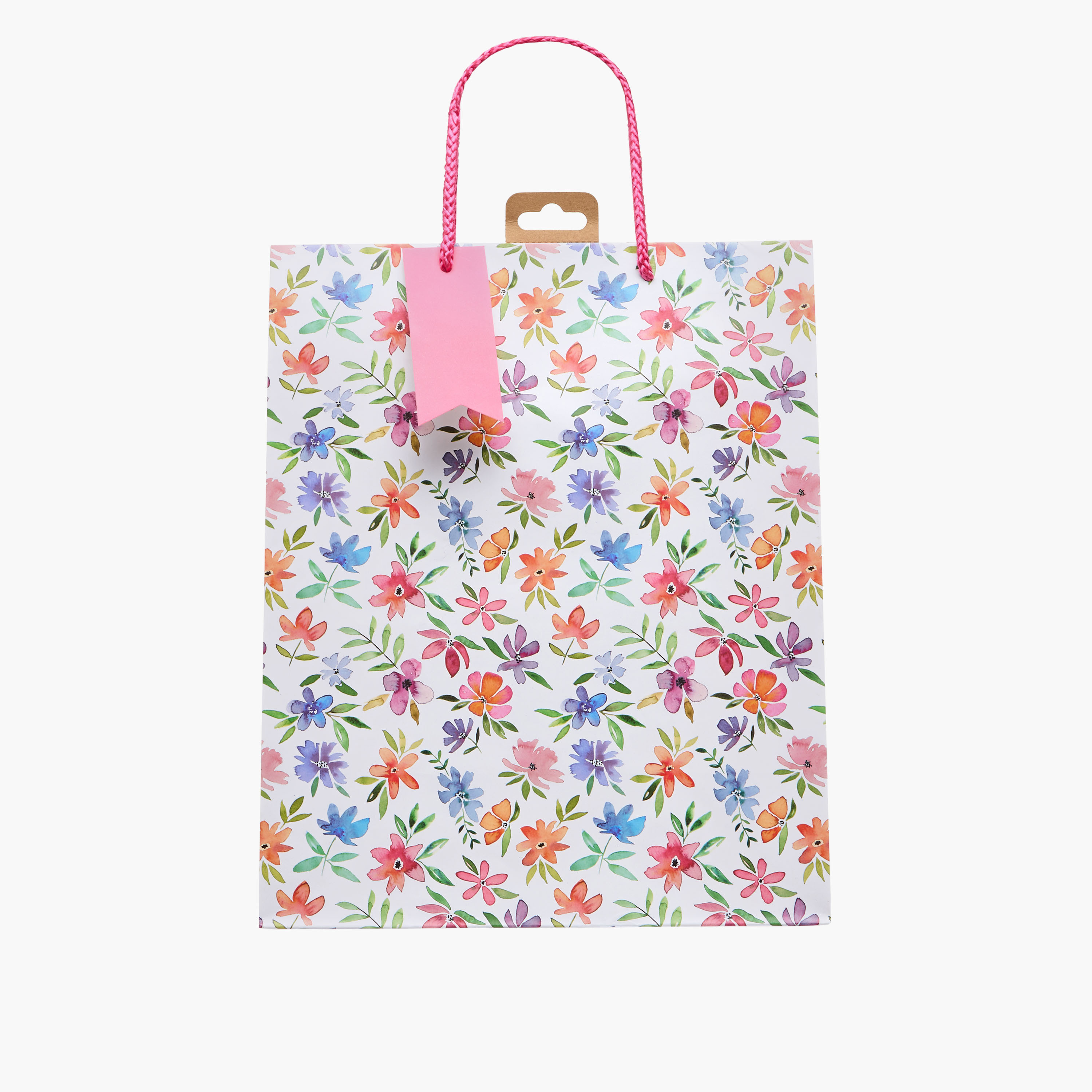 شنطة هدايا ورق بطبعات زهرية من يورو راب - 14x27x33 سم-household-giftingaccessories-giftings-image-1