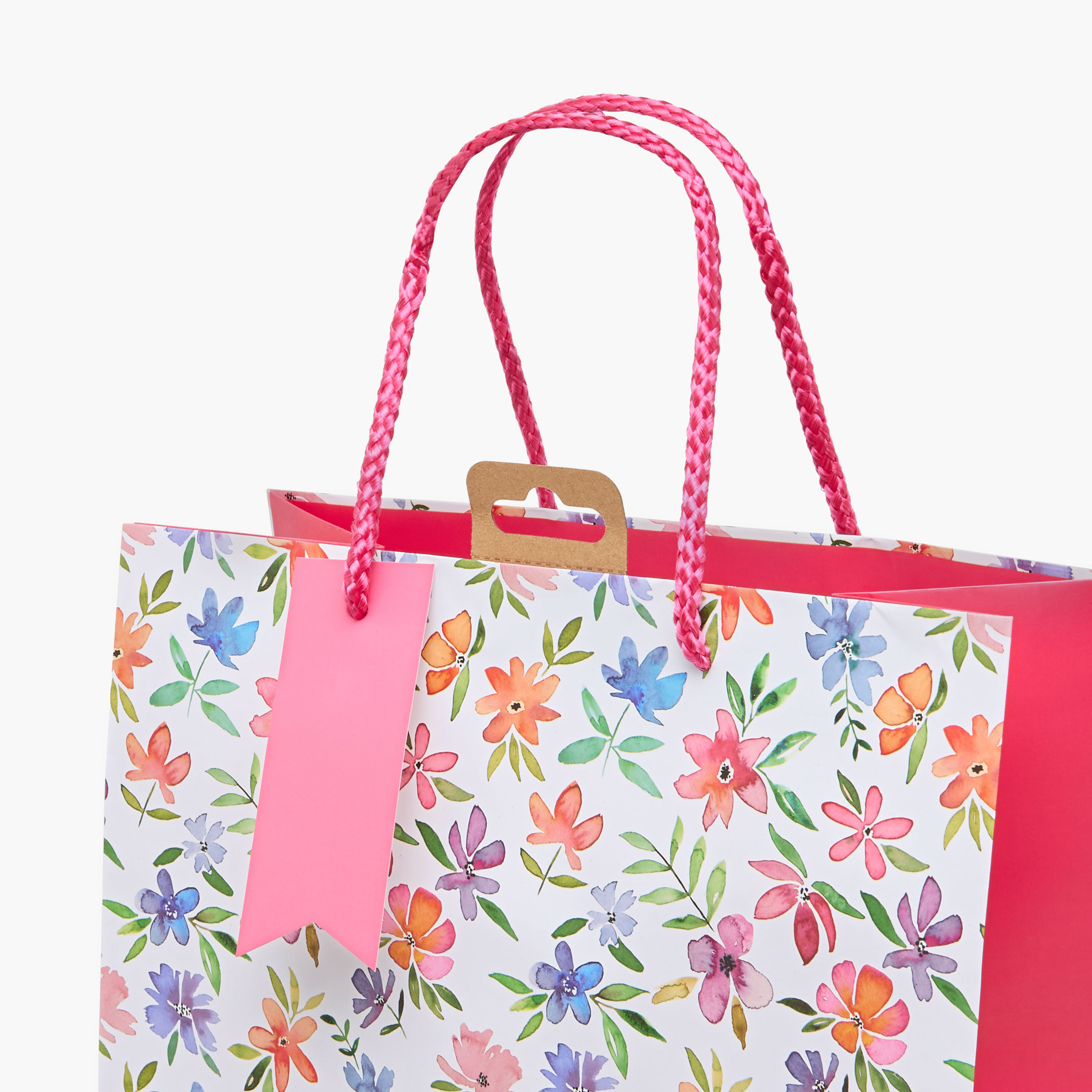 شنطة هدايا ورق بطبعات زهرية من يورو راب - 14x27x33 سم-household-giftingaccessories-giftings-image-3