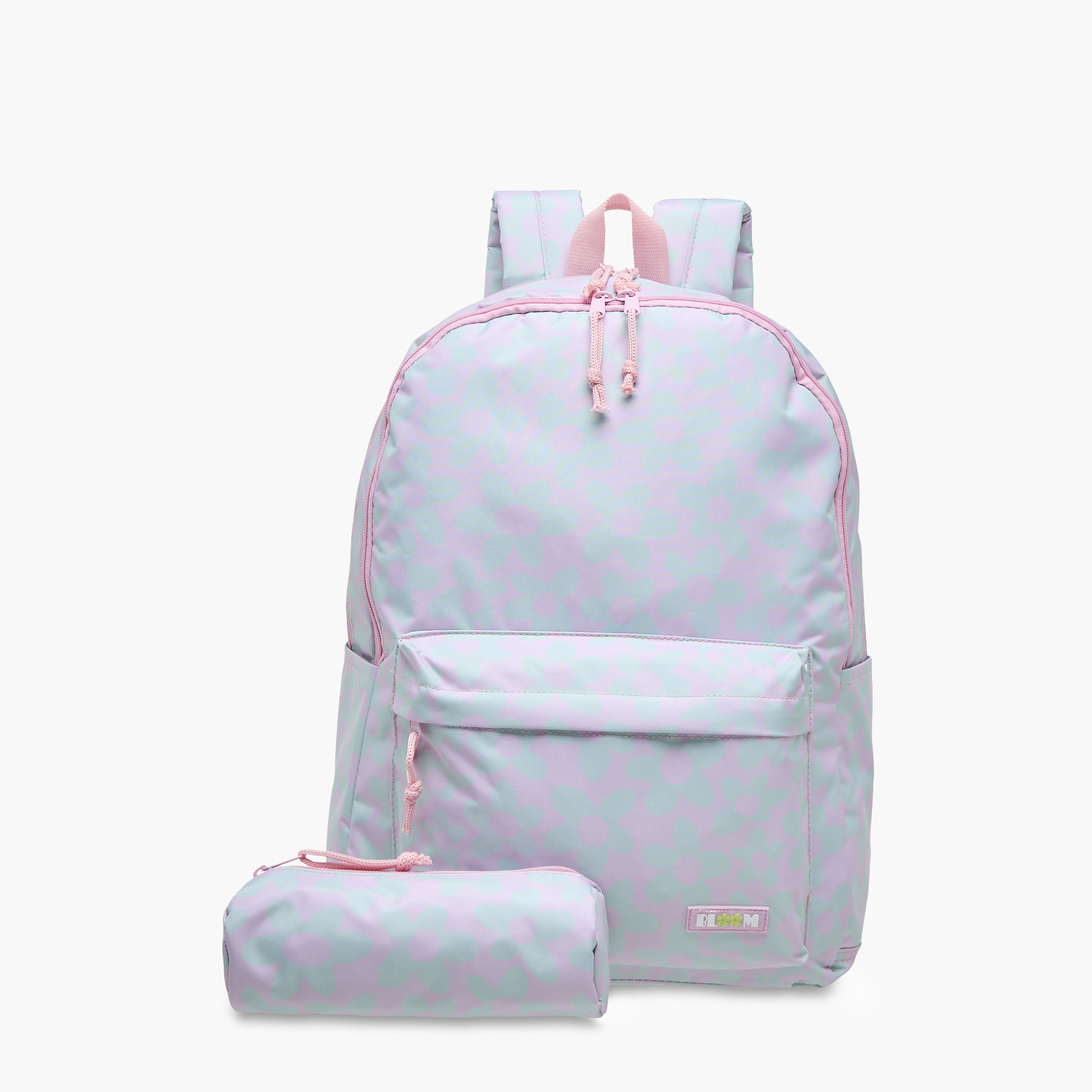 شنطة ظهر بطبعات الأزهار مع مقلمة من رويال ساك - 43×33×16 سم-school-bagsandbackpacks-sets-image-1