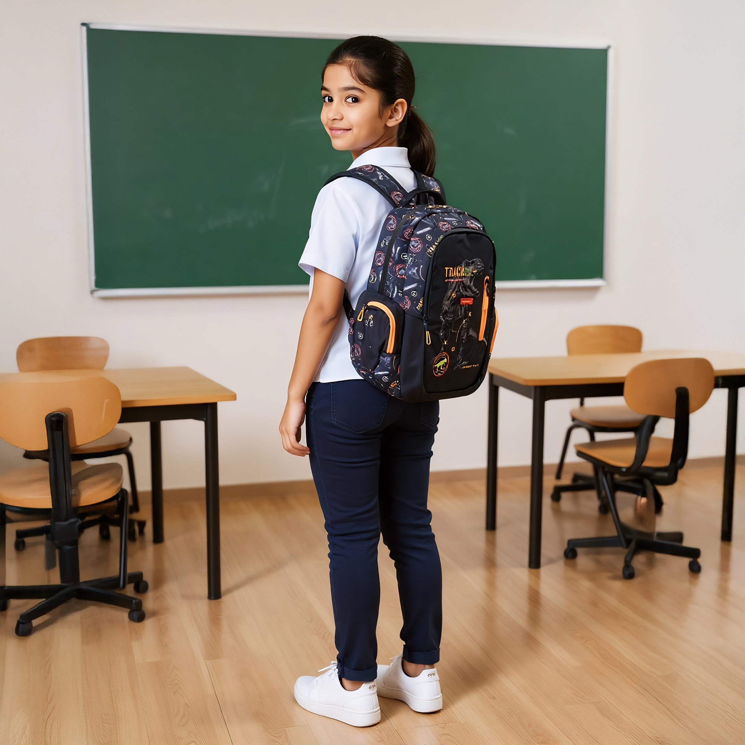 Mayfair Dinosaur Print 2-Compartment Backpack with Zip Closure - 42x29x20 cms-promo_LS20_OMN-image-2