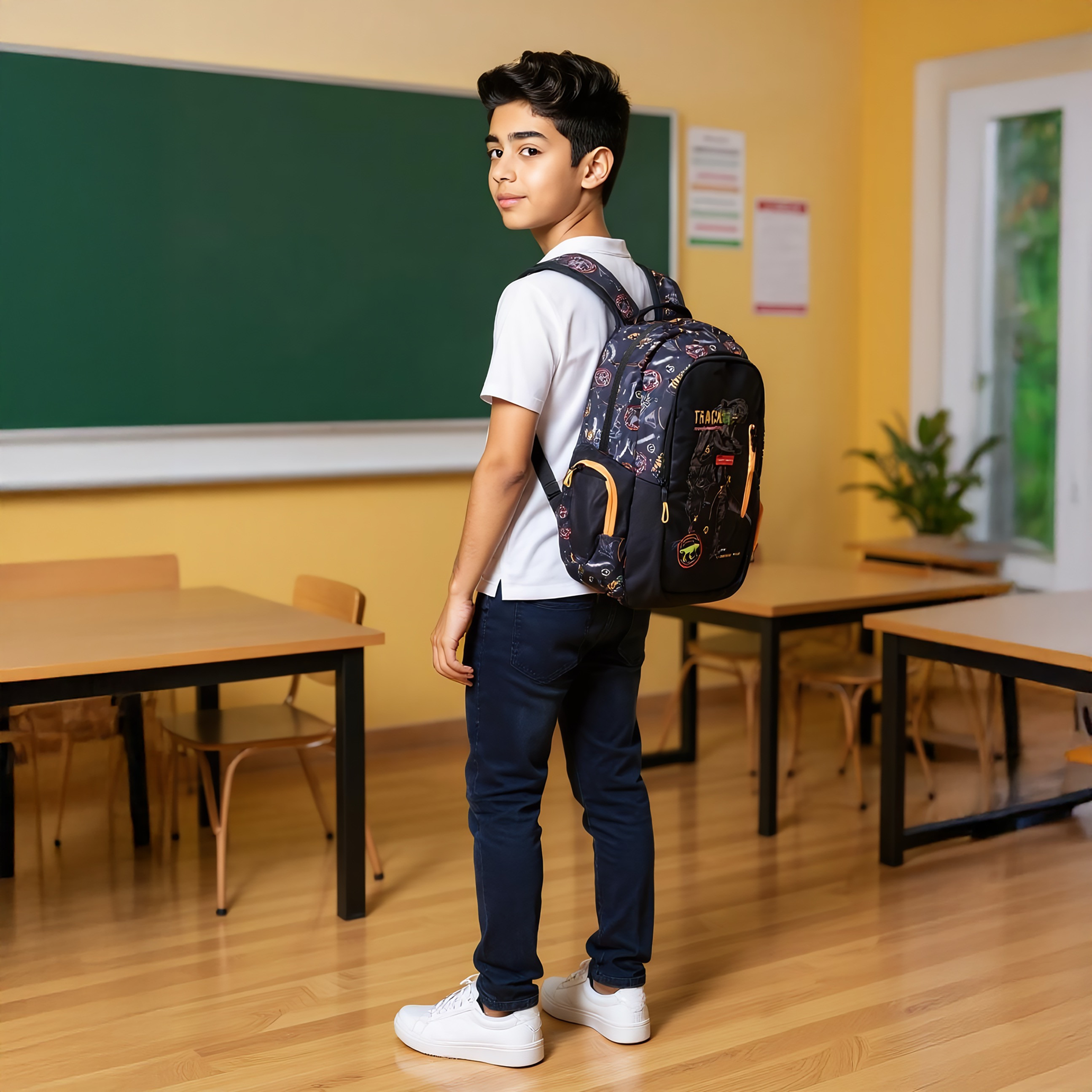 Mayfair Dinosaur Print 2-Compartment Backpack with Zip Closure - 42x29x20 cms-promo_LS20_OMN-image-3