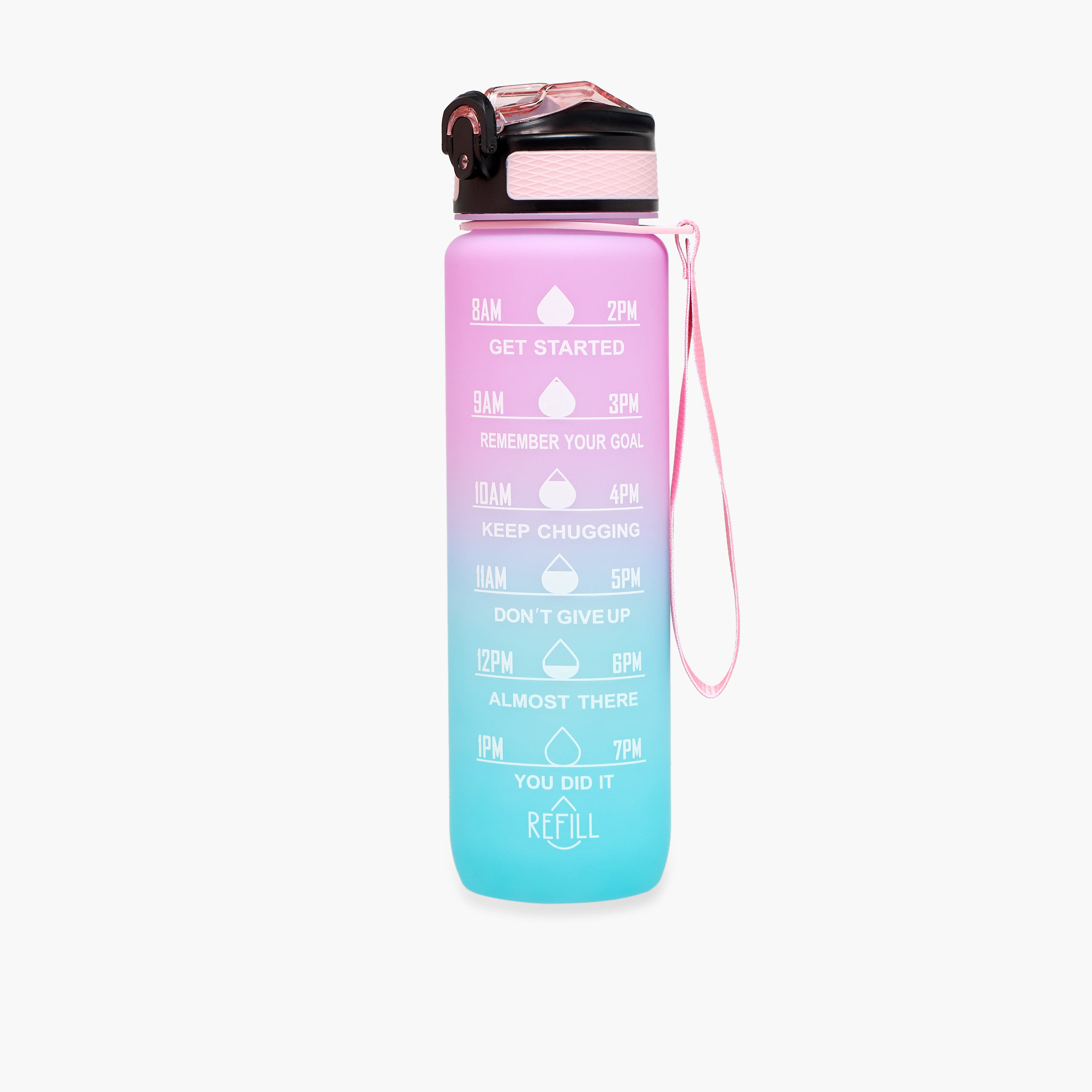 Printed Sipper Water Bottle with Push Button and Strap Handle - 1 L-school-waterbottles-image-1