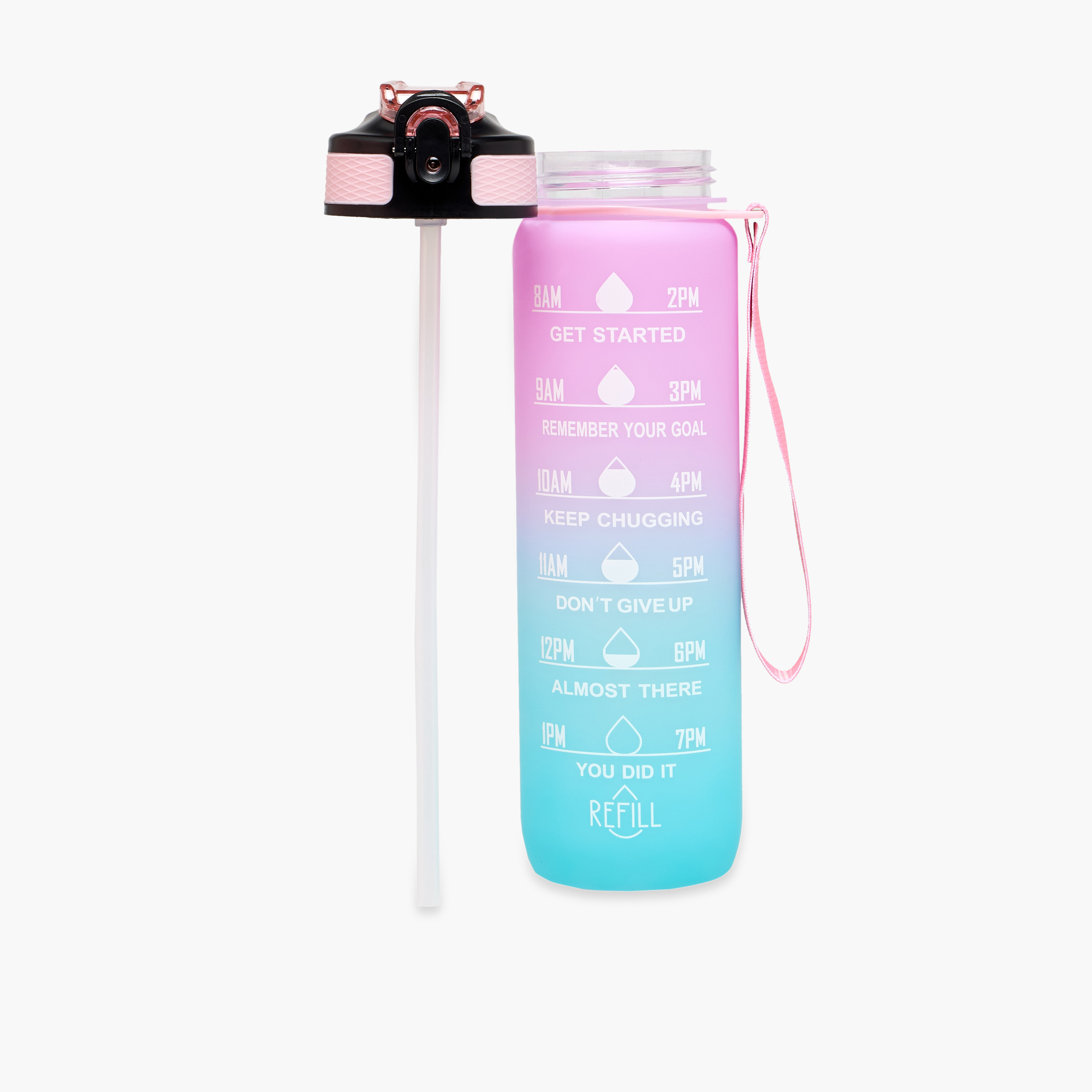 Printed Sipper Water Bottle with Push Button and Strap Handle - 1 L-school-waterbottles-image-2