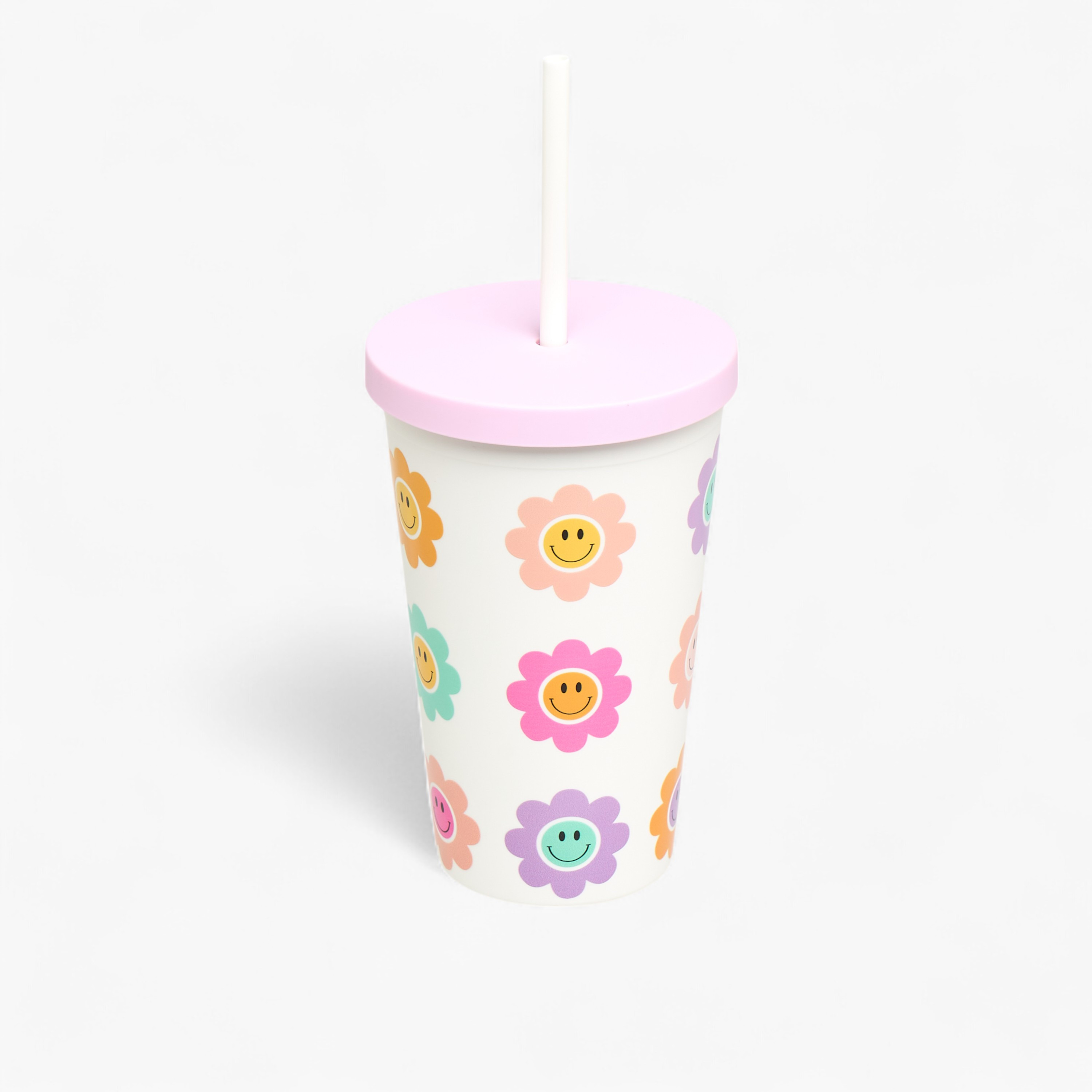 Floral Print Mug with Straw - 450 ml-school-waterbottles-image-2