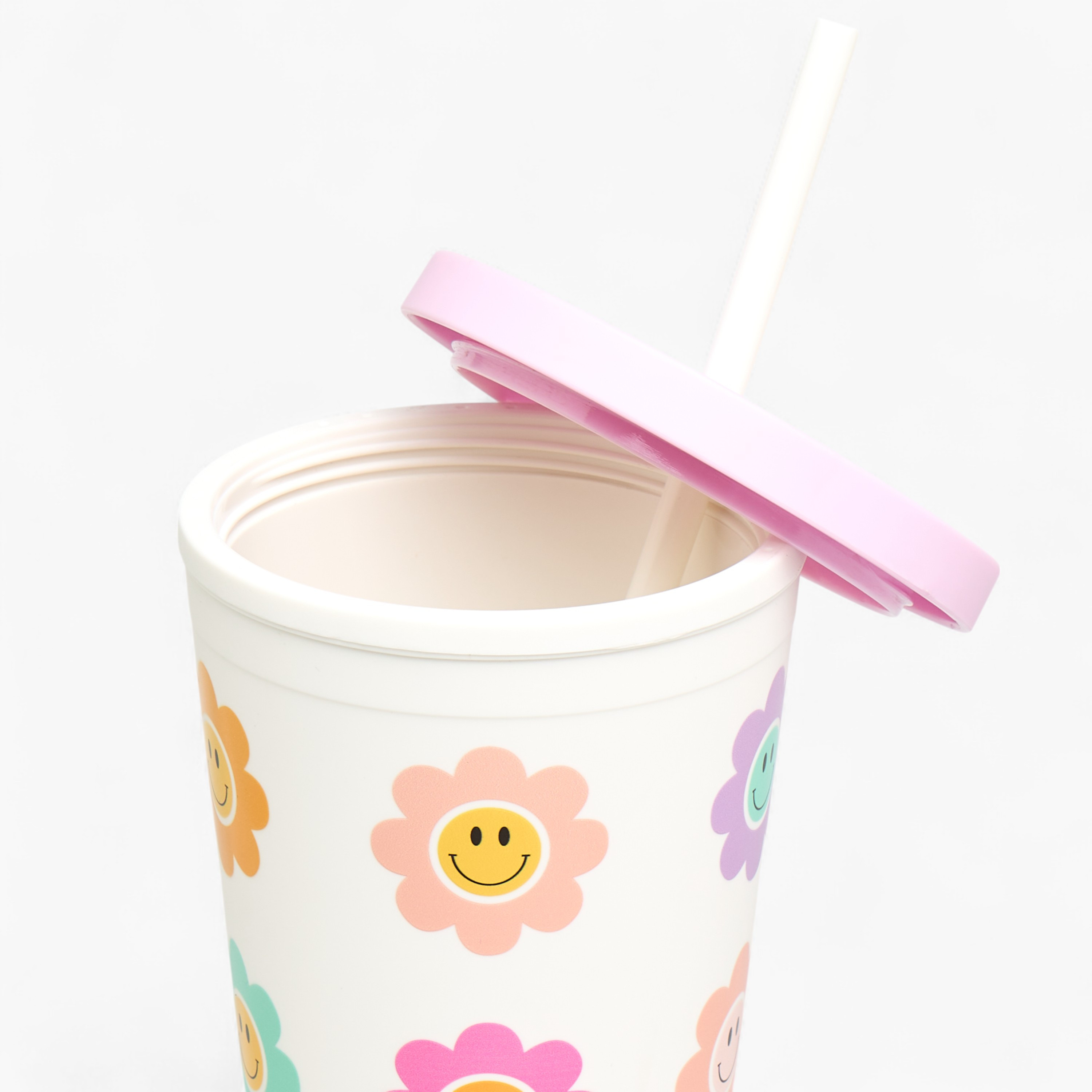 Floral Print Mug with Straw - 450 ml-school-waterbottles-image-3