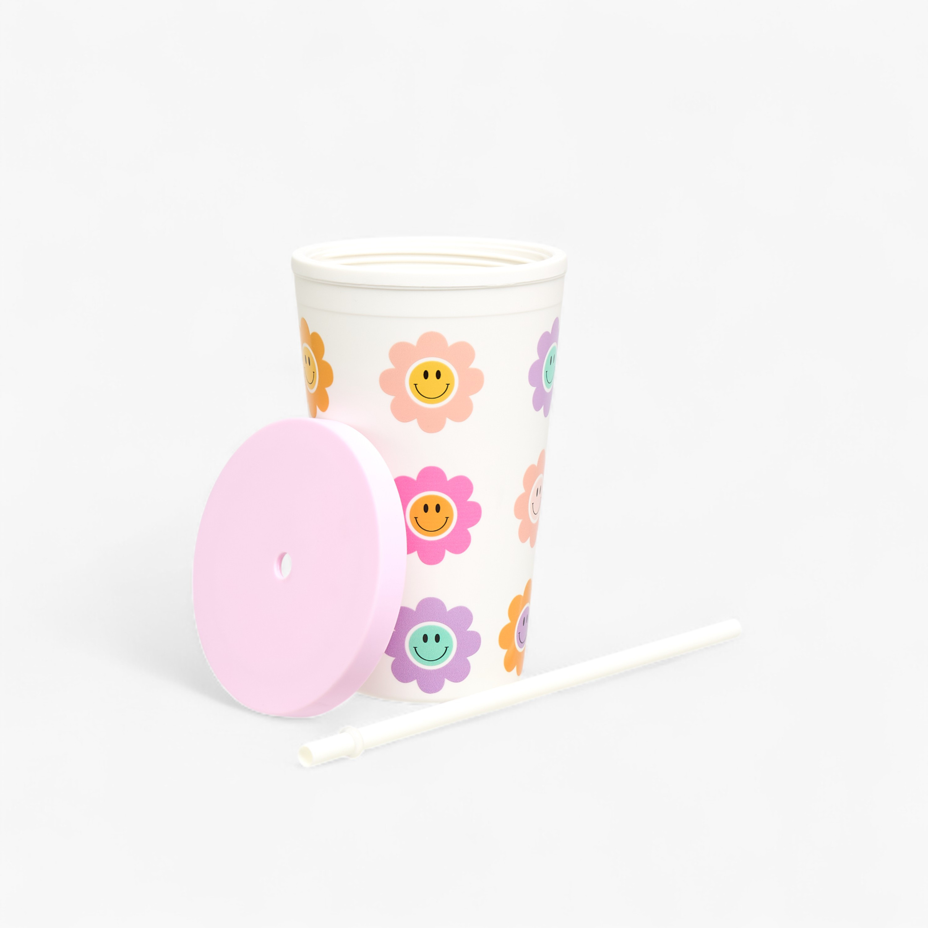 Floral Print Mug with Straw - 450 ml-school-waterbottles-image-5
