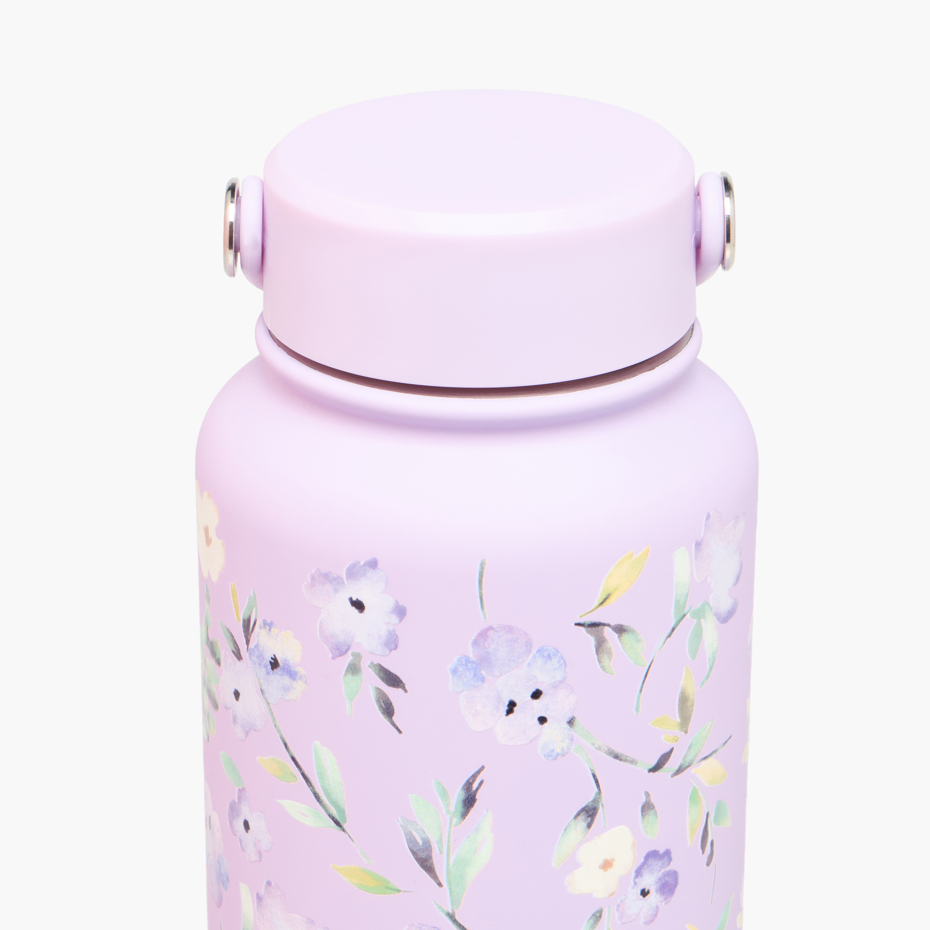 قارورة مياه ستانلس ستيل بمقبض وطبعات زهرية - 1 لتر-school-waterbottles-image-3
