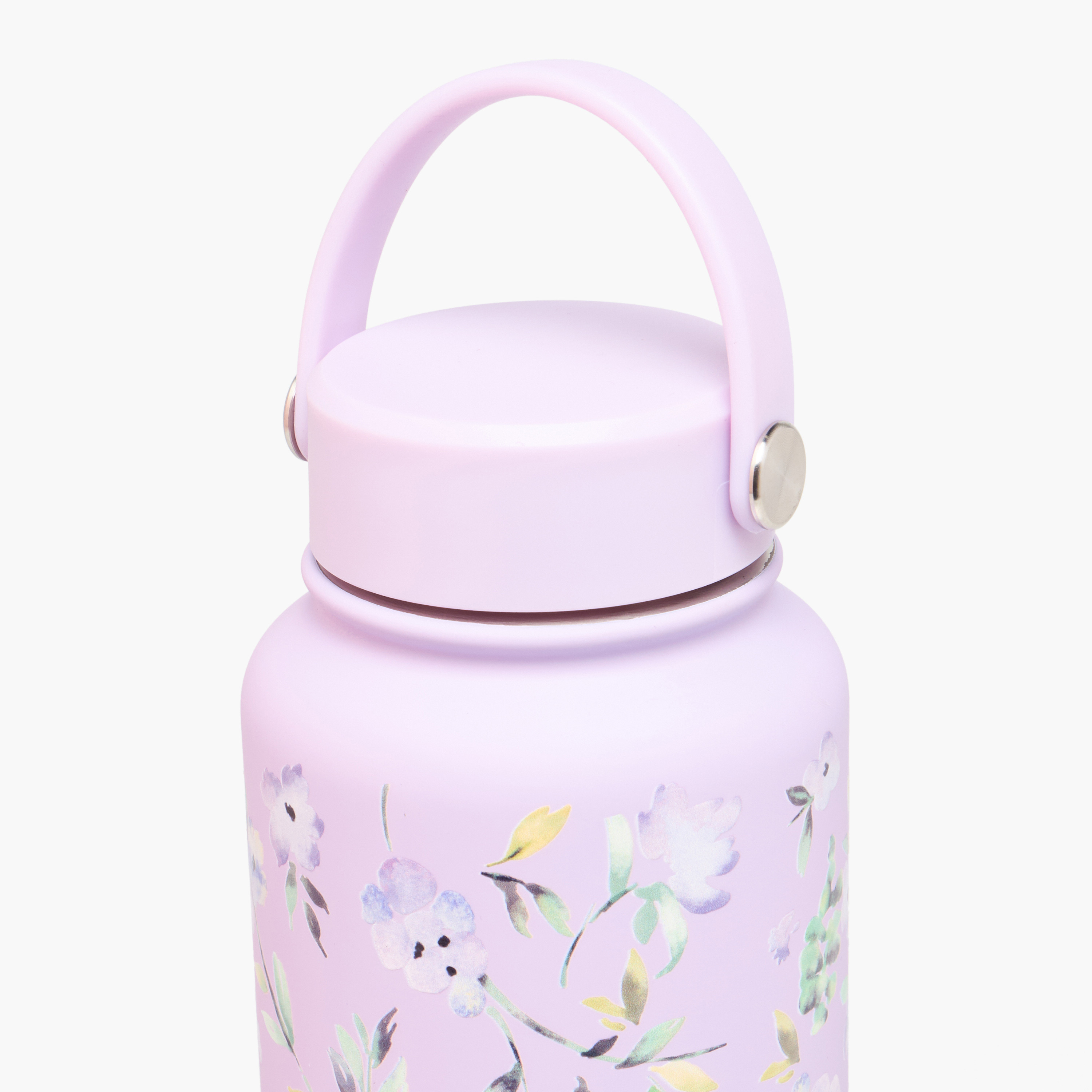 قارورة مياه ستانلس ستيل بمقبض وطبعات زهرية - 1 لتر-school-waterbottles-image-4