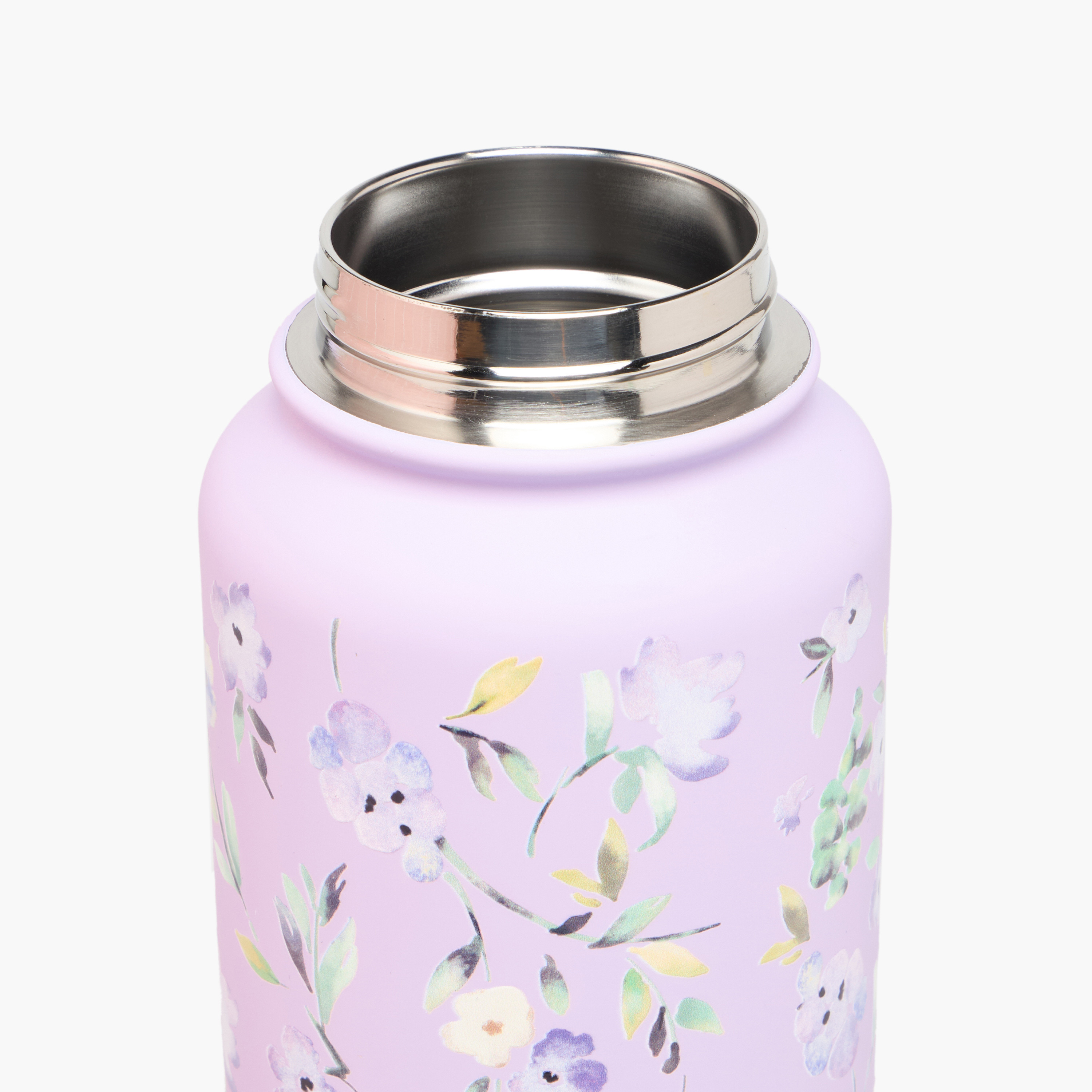 قارورة مياه ستانلس ستيل بمقبض وطبعات زهرية - 1 لتر-school-waterbottles-image-5