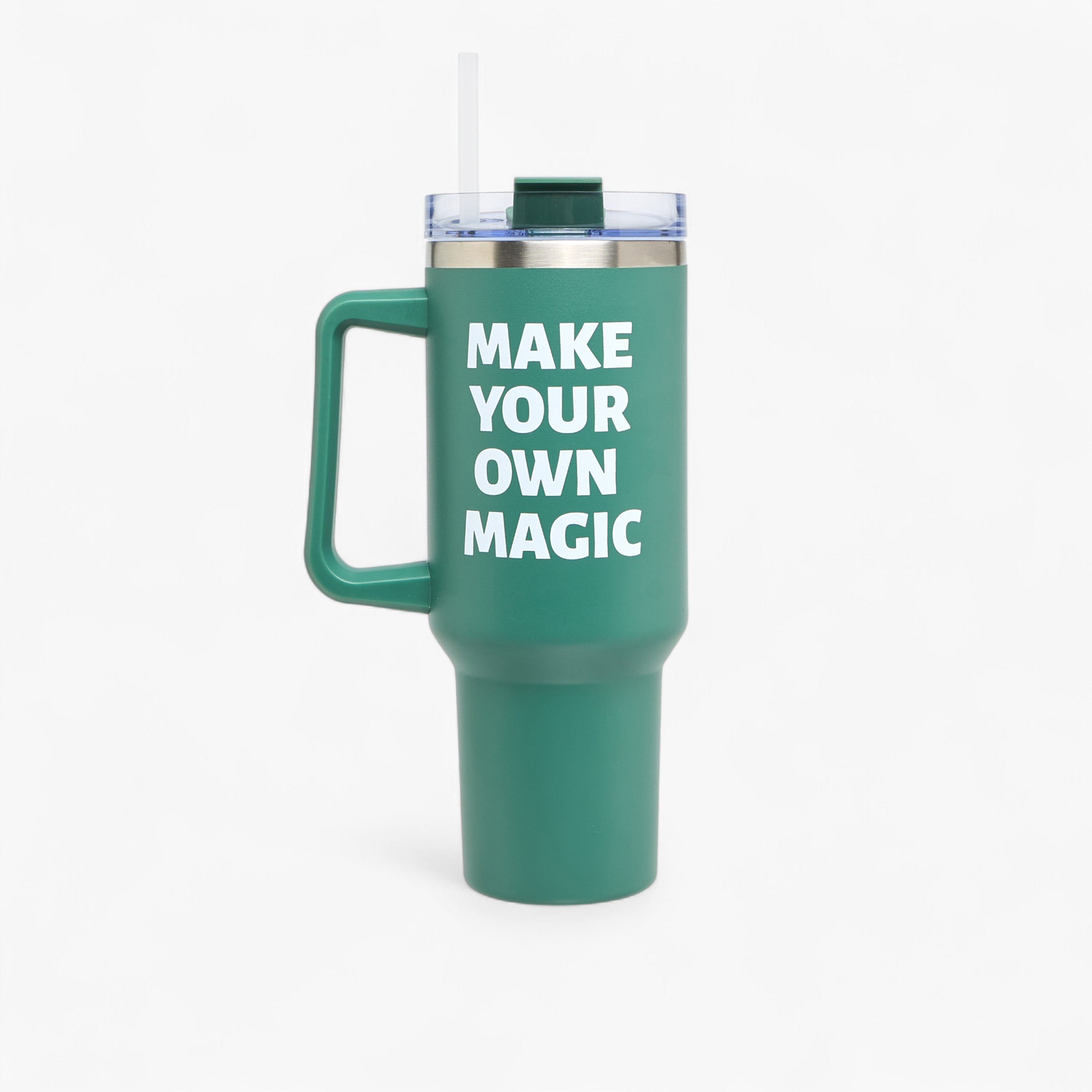 Slogan Print Stainless Steel Tumbler with Lid - 1.2 L-school-waterbottles-image-1
