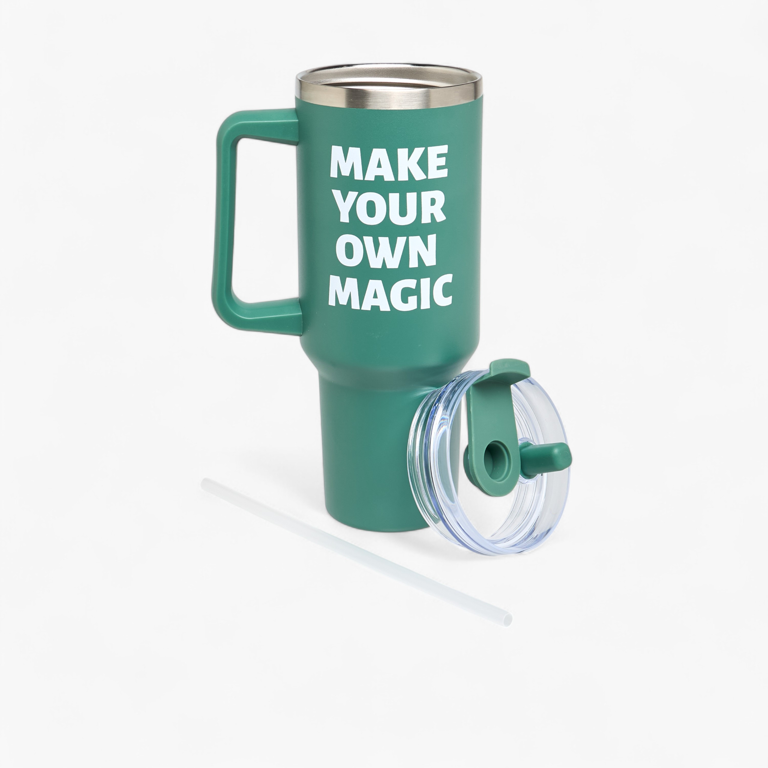 Slogan Print Stainless Steel Tumbler with Lid - 1.2 L-school-waterbottles-image-2