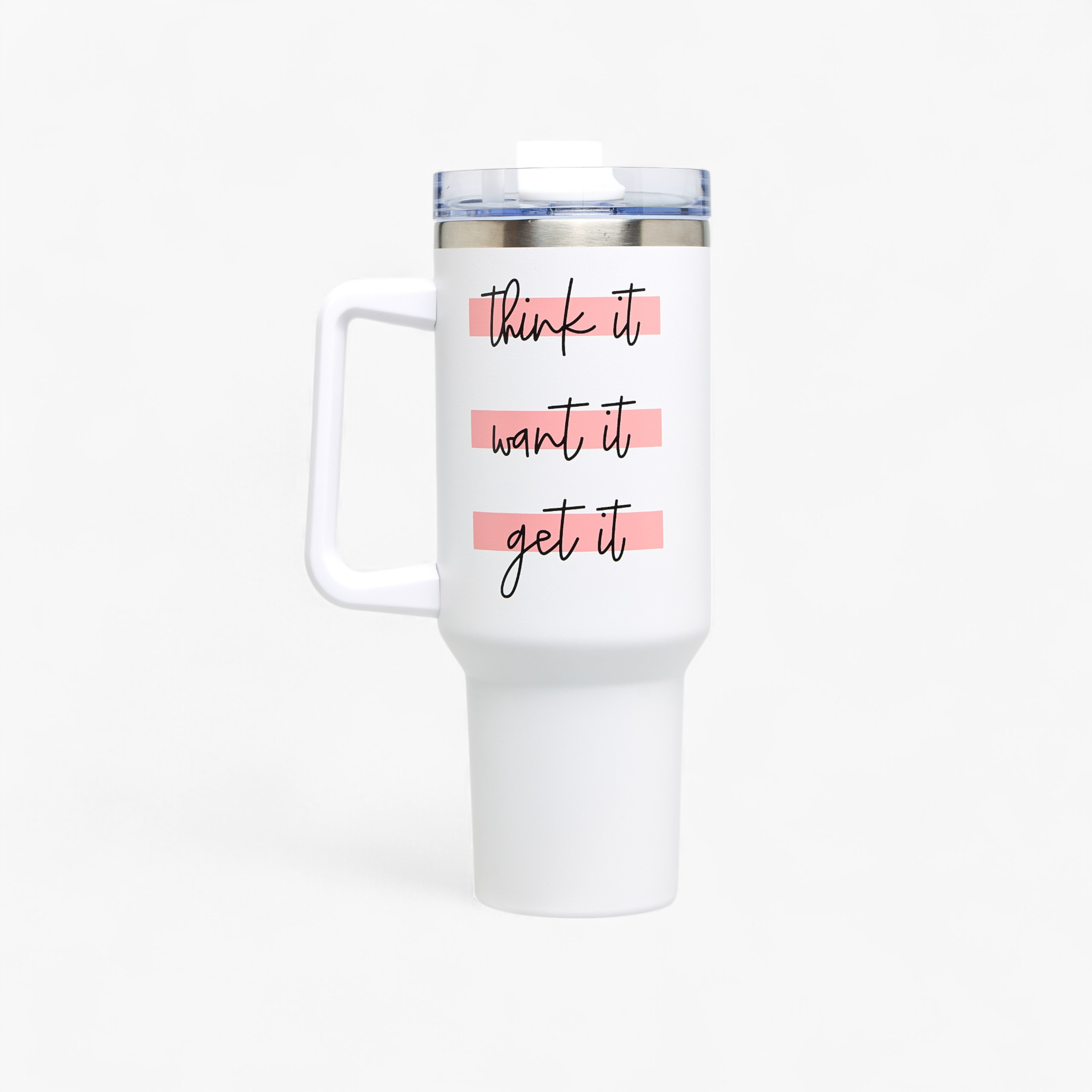Slogan Print Stainless Steel Tumbler with Lid - 1.2 L-school-waterbottles-image-1