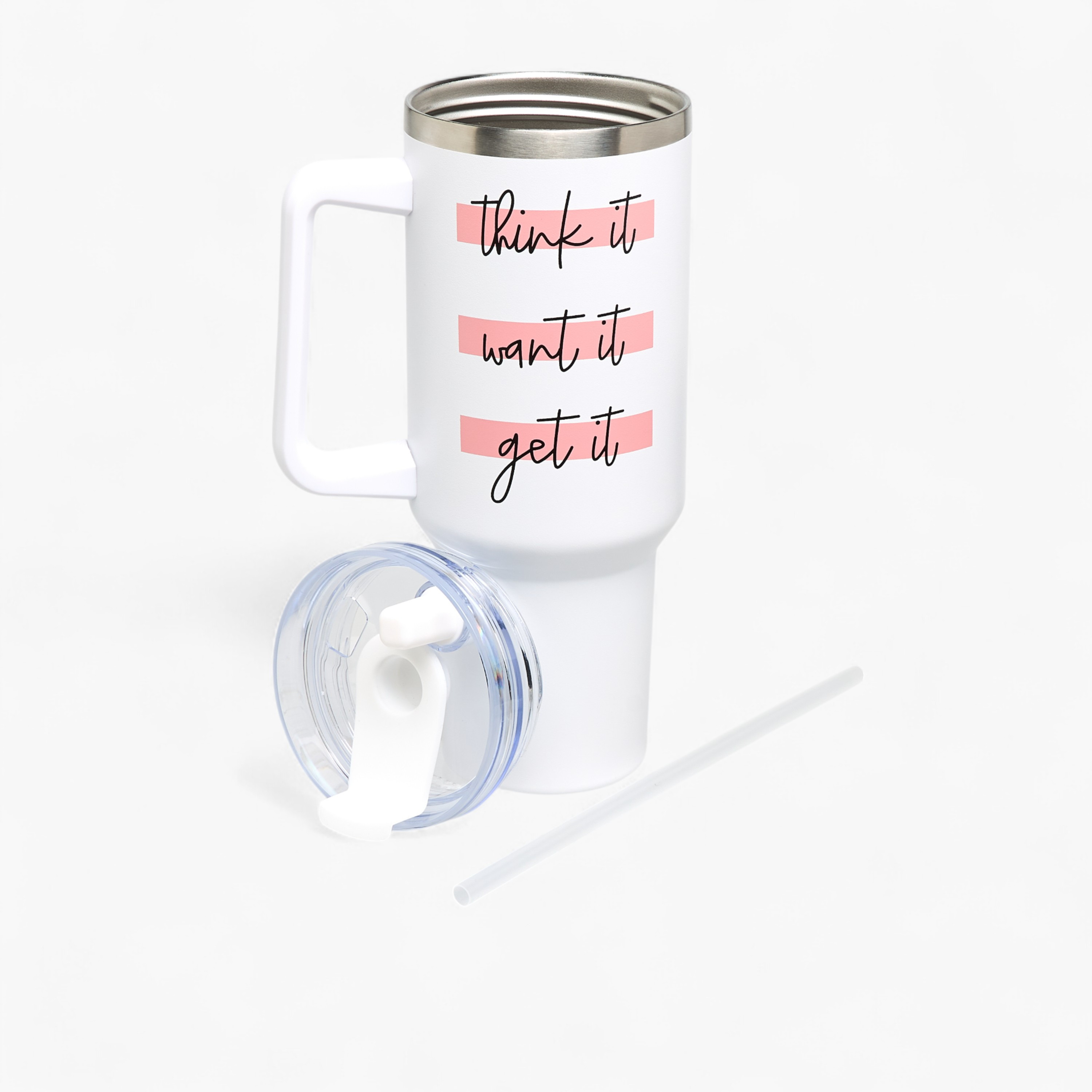 Slogan Print Stainless Steel Tumbler with Lid - 1.2 L-school-waterbottles-image-2