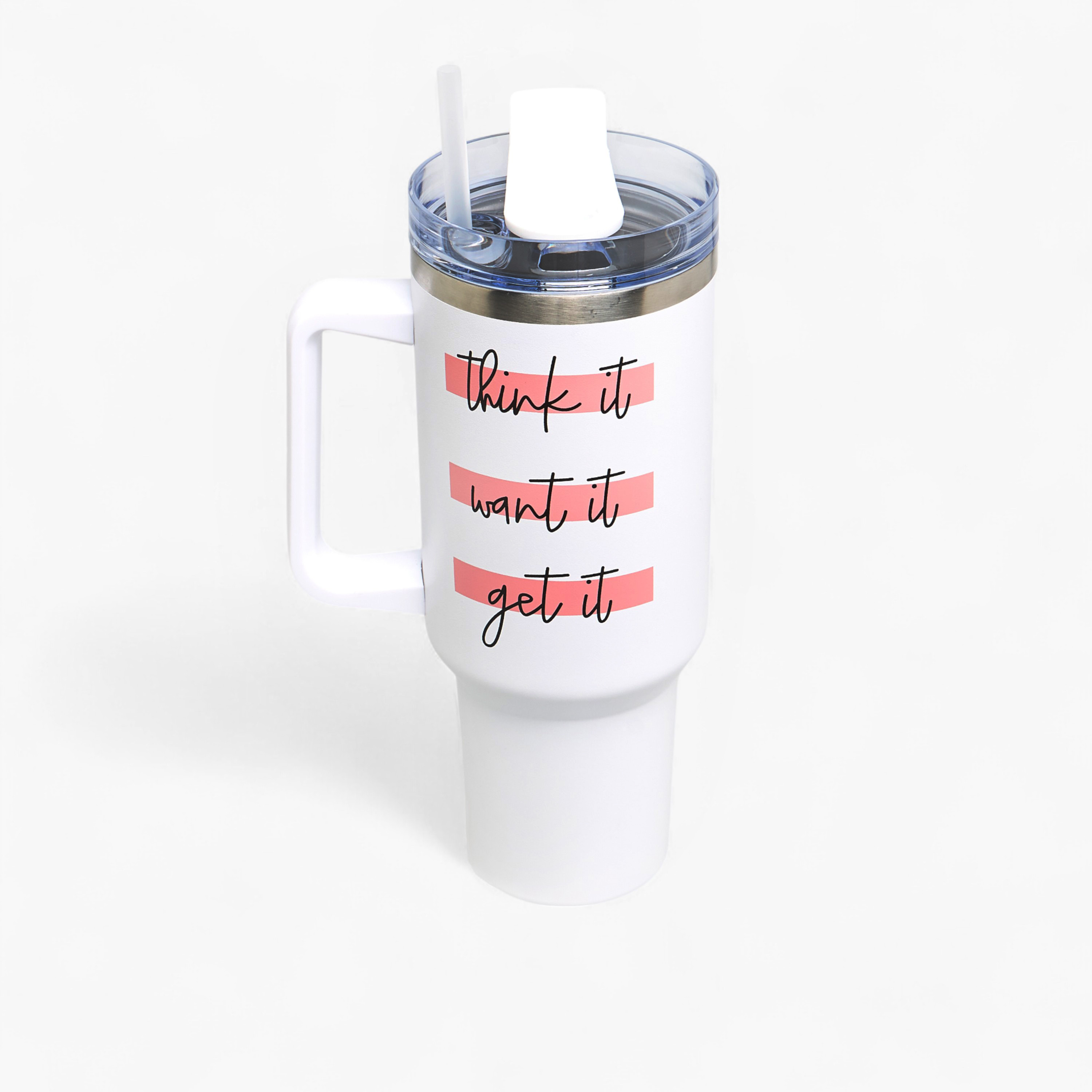 Slogan Print Stainless Steel Tumbler with Lid - 1.2 L-school-waterbottles-image-3