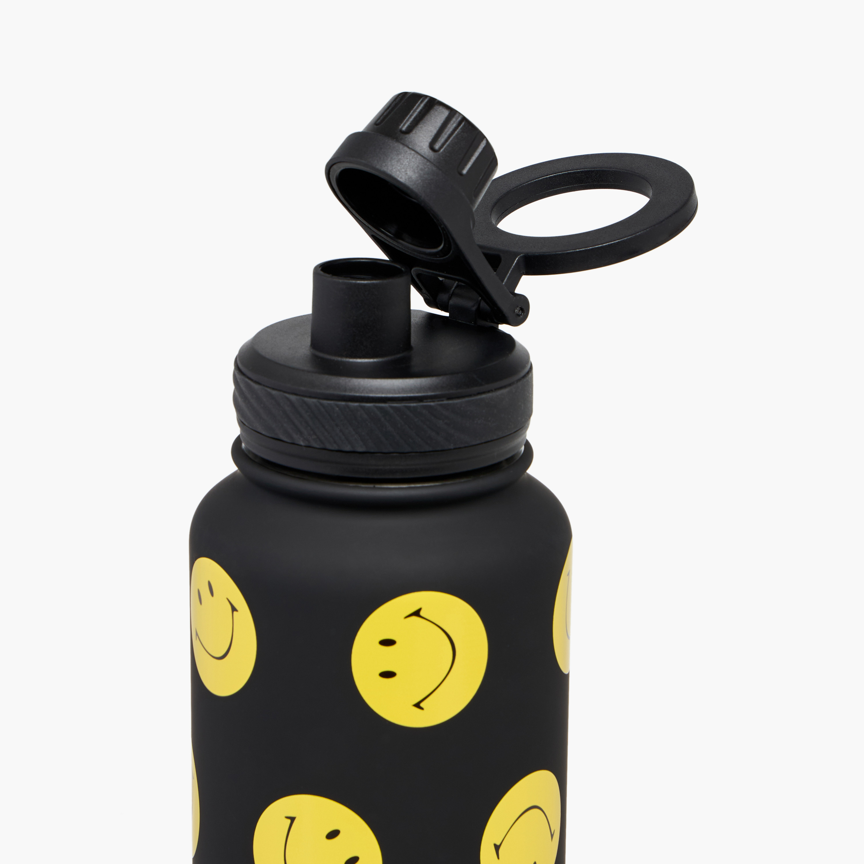 Smiley Print Double Wall Stainless Steel Sipper Water Bottle - 1 L-school-waterbottles-image-4