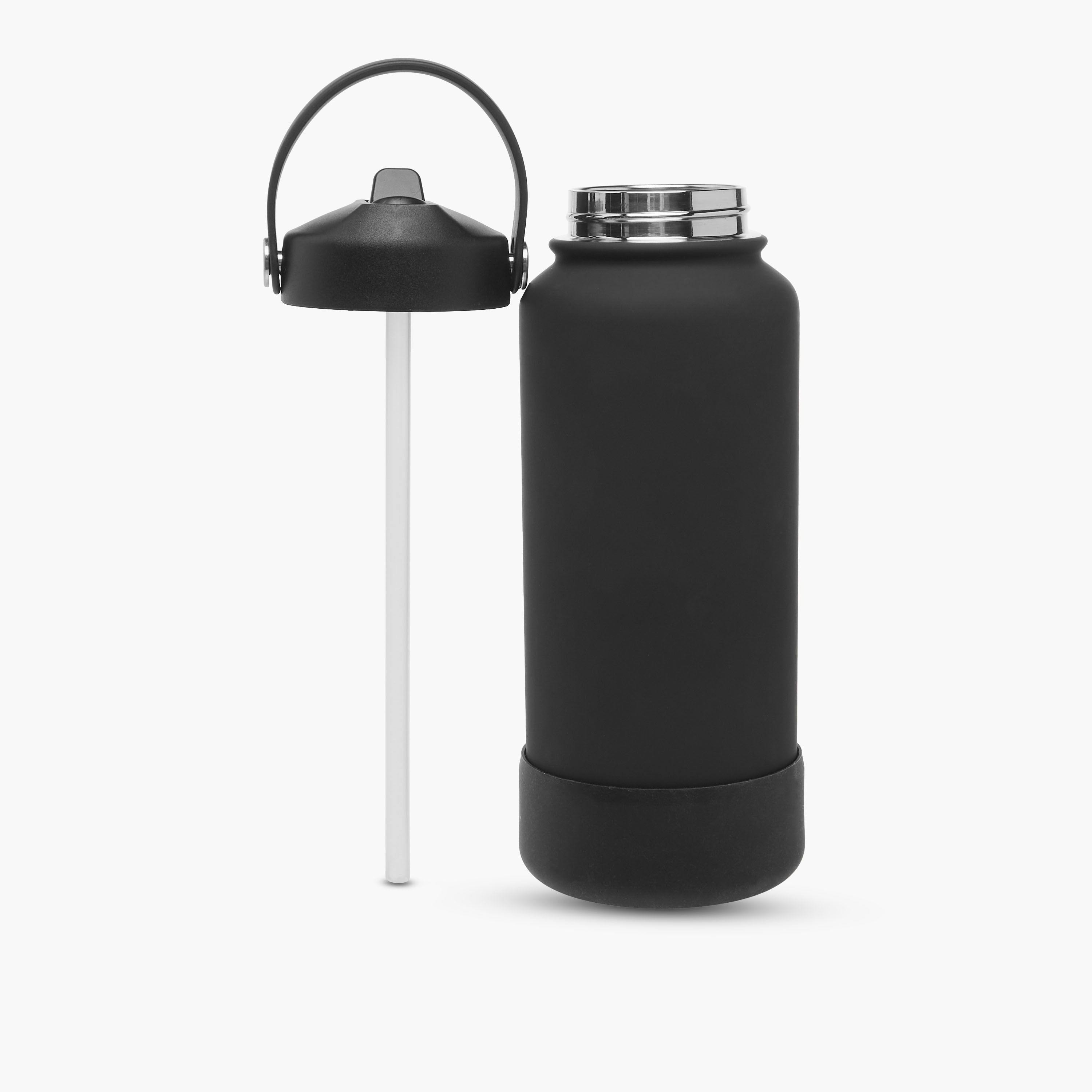 Solid Stainless Steel Sipper Water Bottle with Handle - 1 L-school-waterbottles-image-2