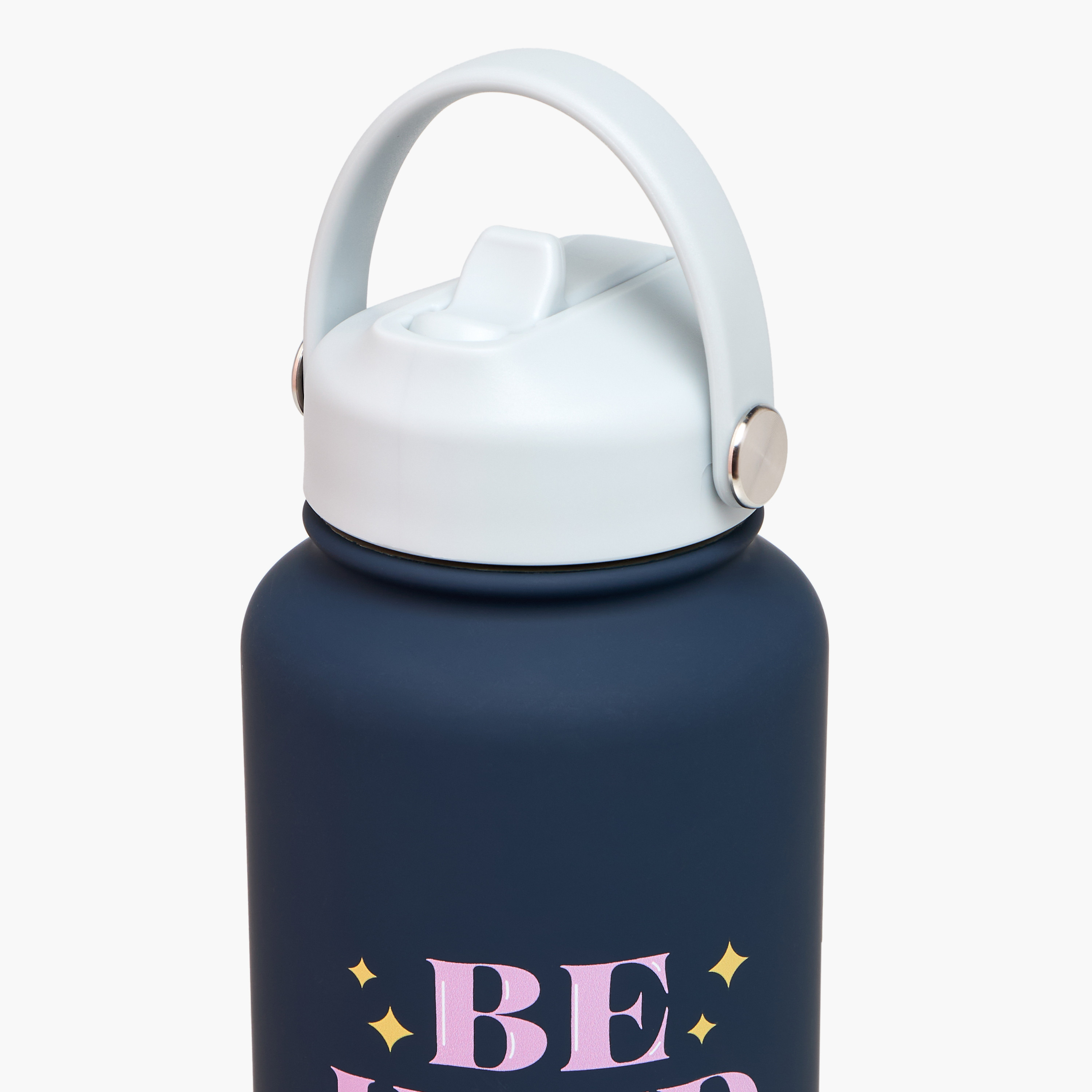 Slogan Print Stainless Steel Sipper Water Bottle with Handle - 1 L-school-waterbottles-image-4