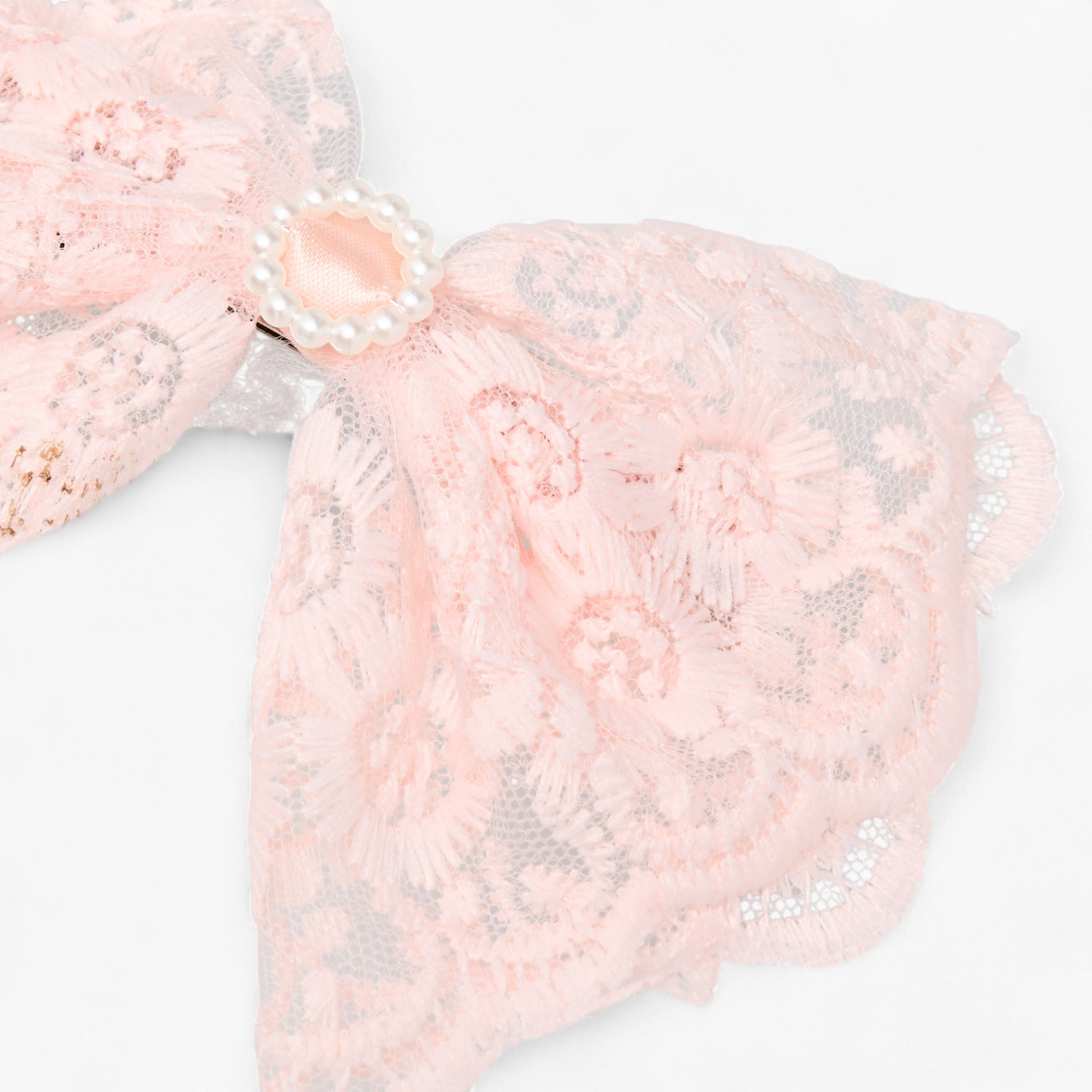 Pearl Embellished Lace Bow Barrette Hair Clip-women-hairaccessories-clips-image-2