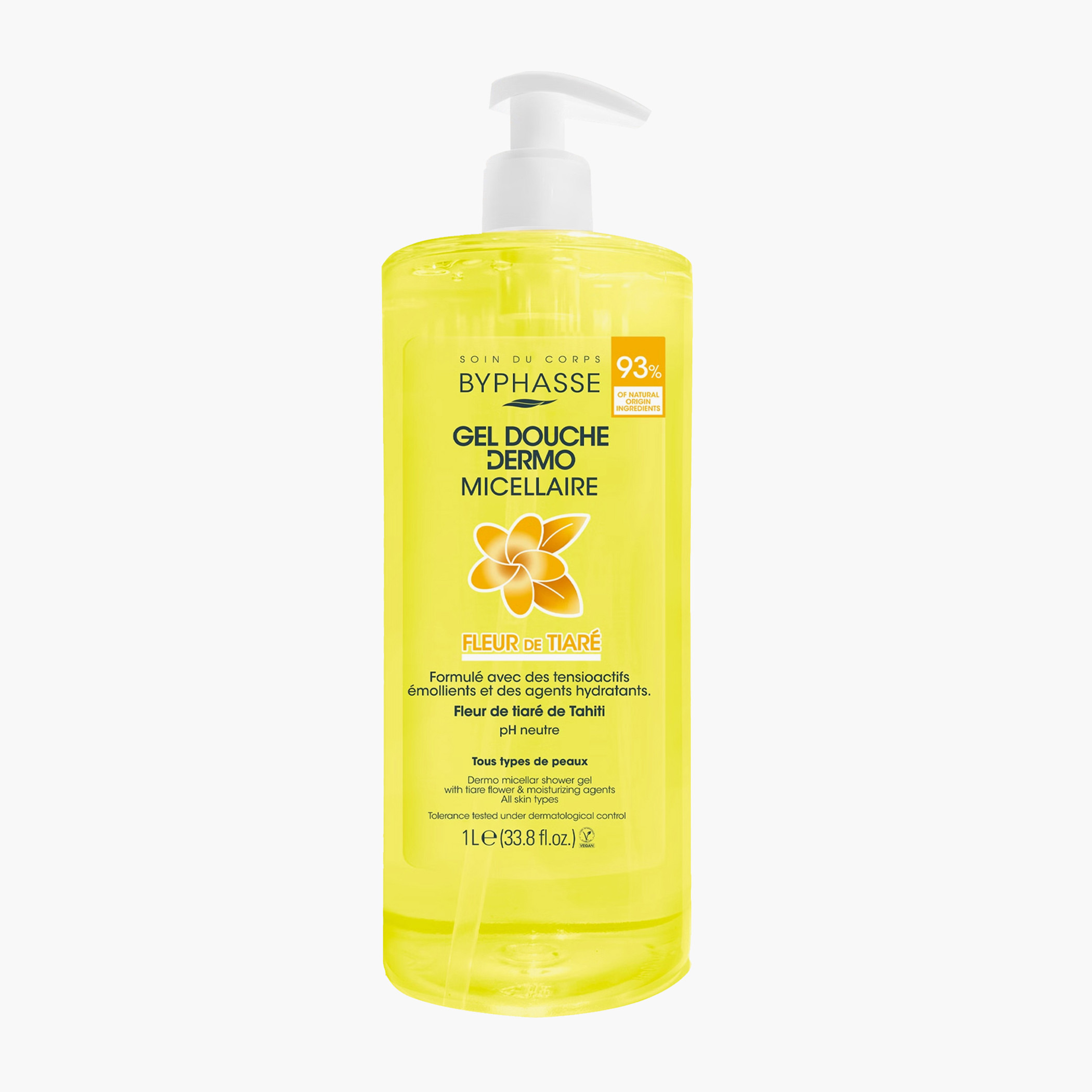 Byphasse Dermo Micellar Monoi Tiare Flower Shower Gel - 1 L-beautyandpersonalcare-bathandbody-bathandshower-bodywash-image-1