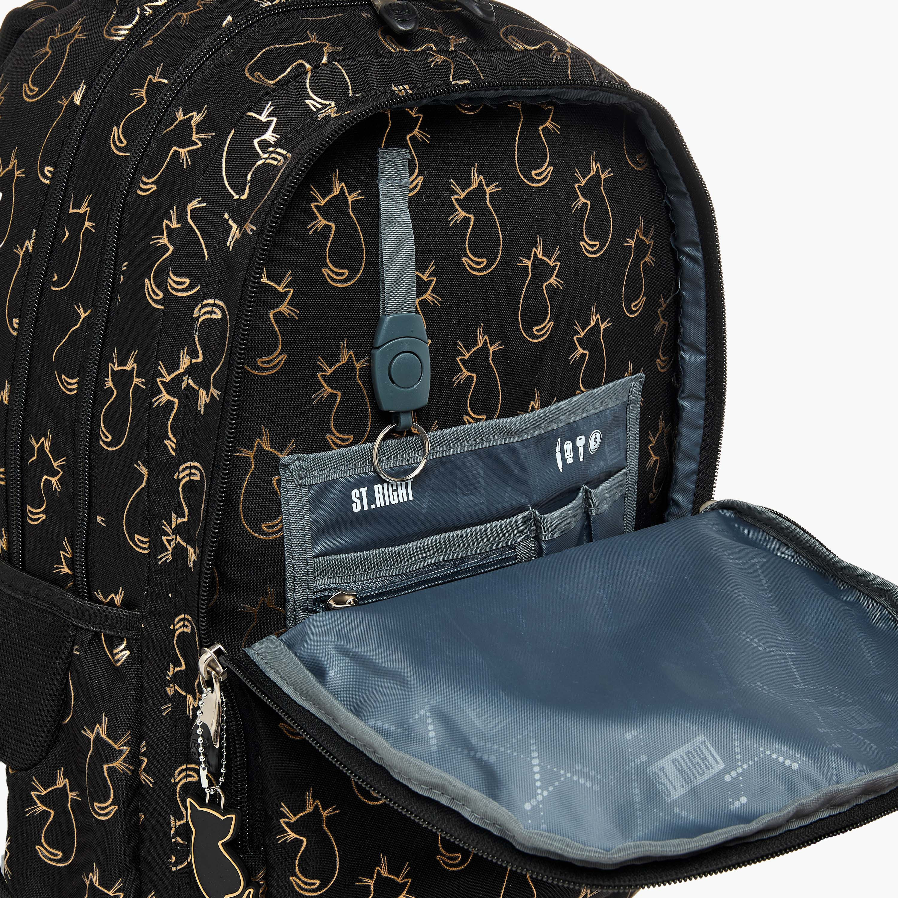 St.Right 18-inch Cat Print Backpack with Adjustable Straps and Zip Closure - 30x20x45 cms-promo_LS20_OMN-image-8